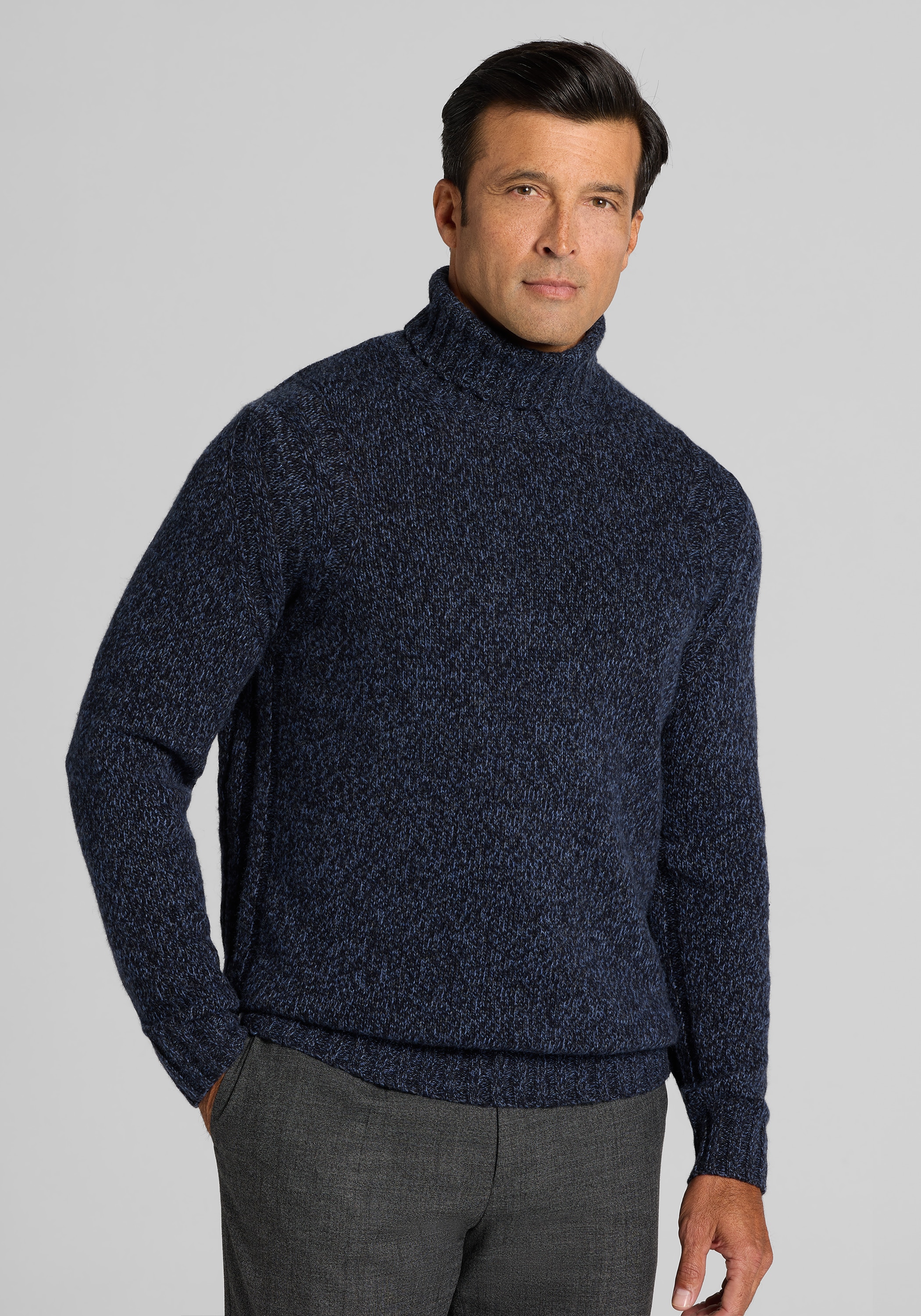 Men's FLYOUT_CATEGORY, Jos. A. Bank Tailored Fit Marled Chunky Turtleneck Sweater - Big & Tall - Jos A Bank