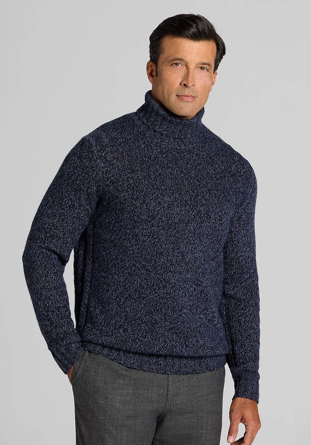 Jos. A. Bank Tailored Fit Marled Chunky Turtleneck Sweater - Big & Tall