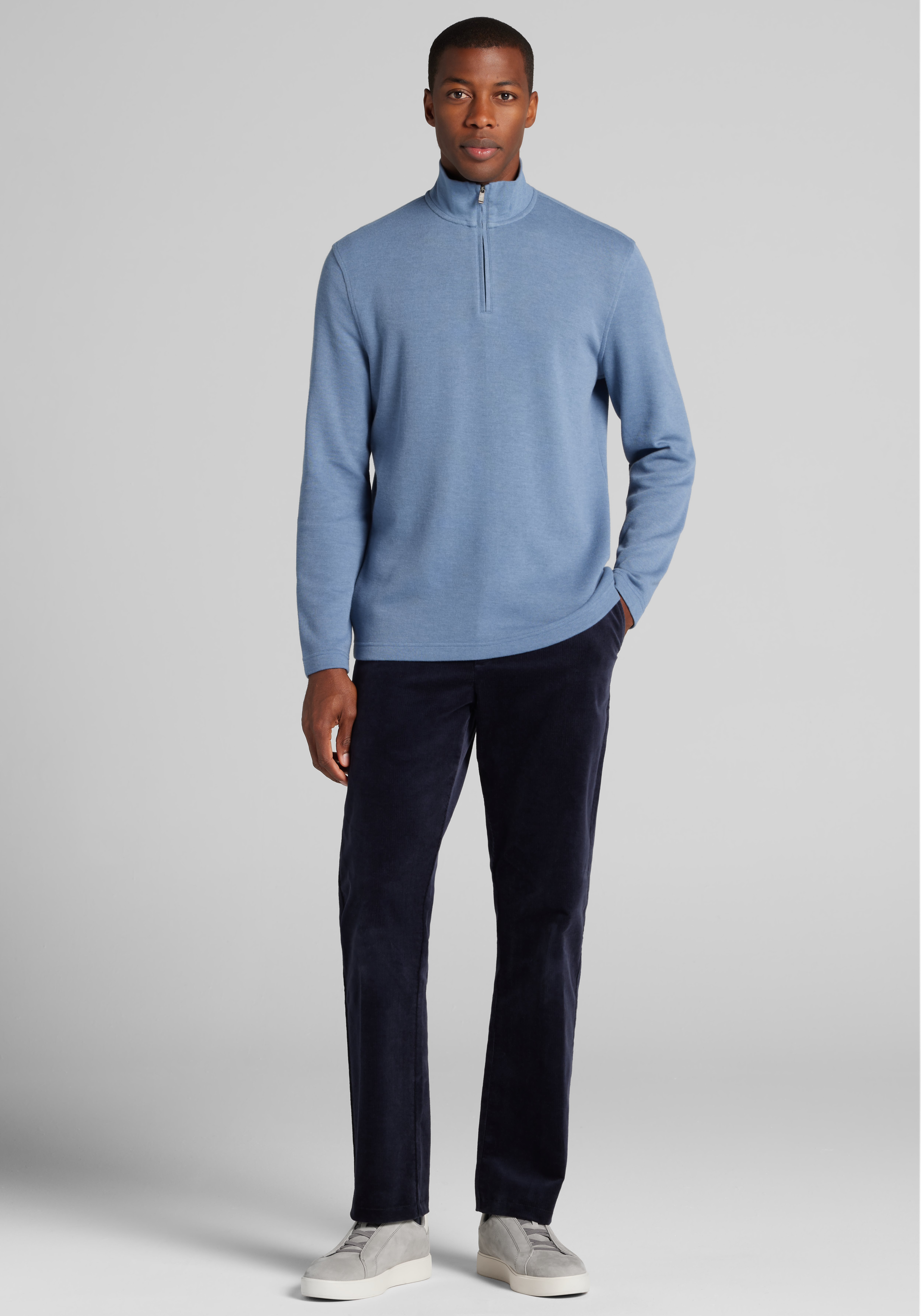 Jos. A. Bank Tailored Fit French Rib 1/4 Zip Sweater