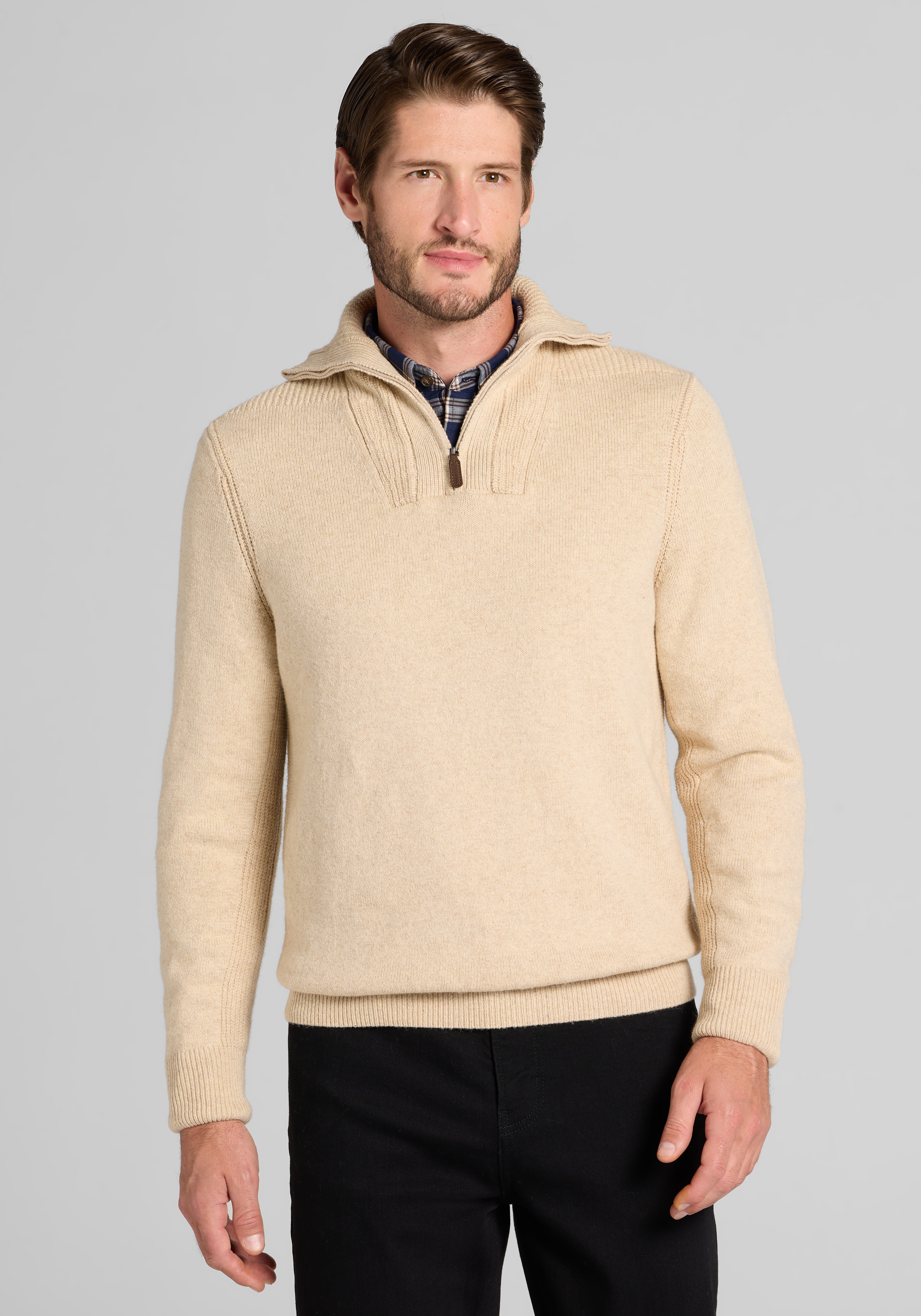 Men's New!, Jos. A. Bank Tailored Fit Funnel Neck Quarter-Zip Sweater - Jos A Bank