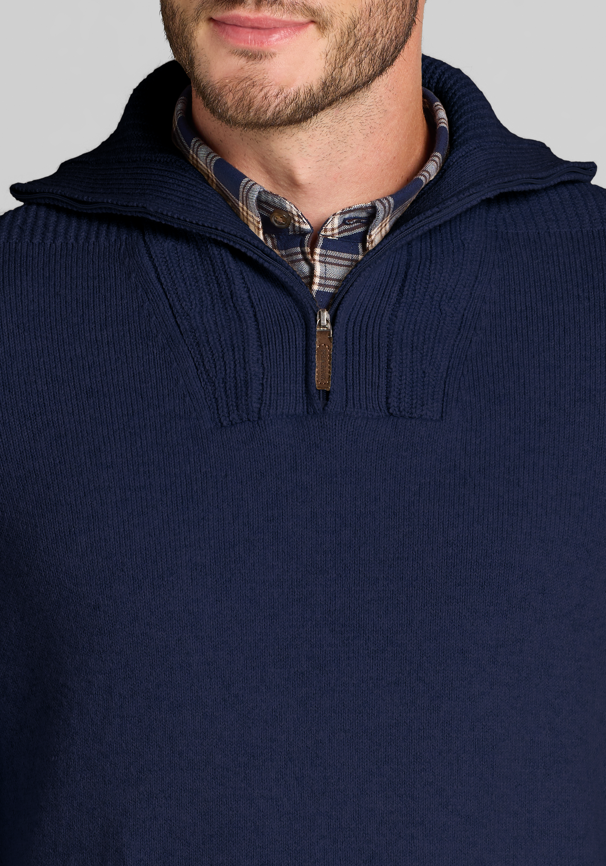 Jos. A. Bank Tailored Fit Funnel Neck Quarter-Zip Sweater