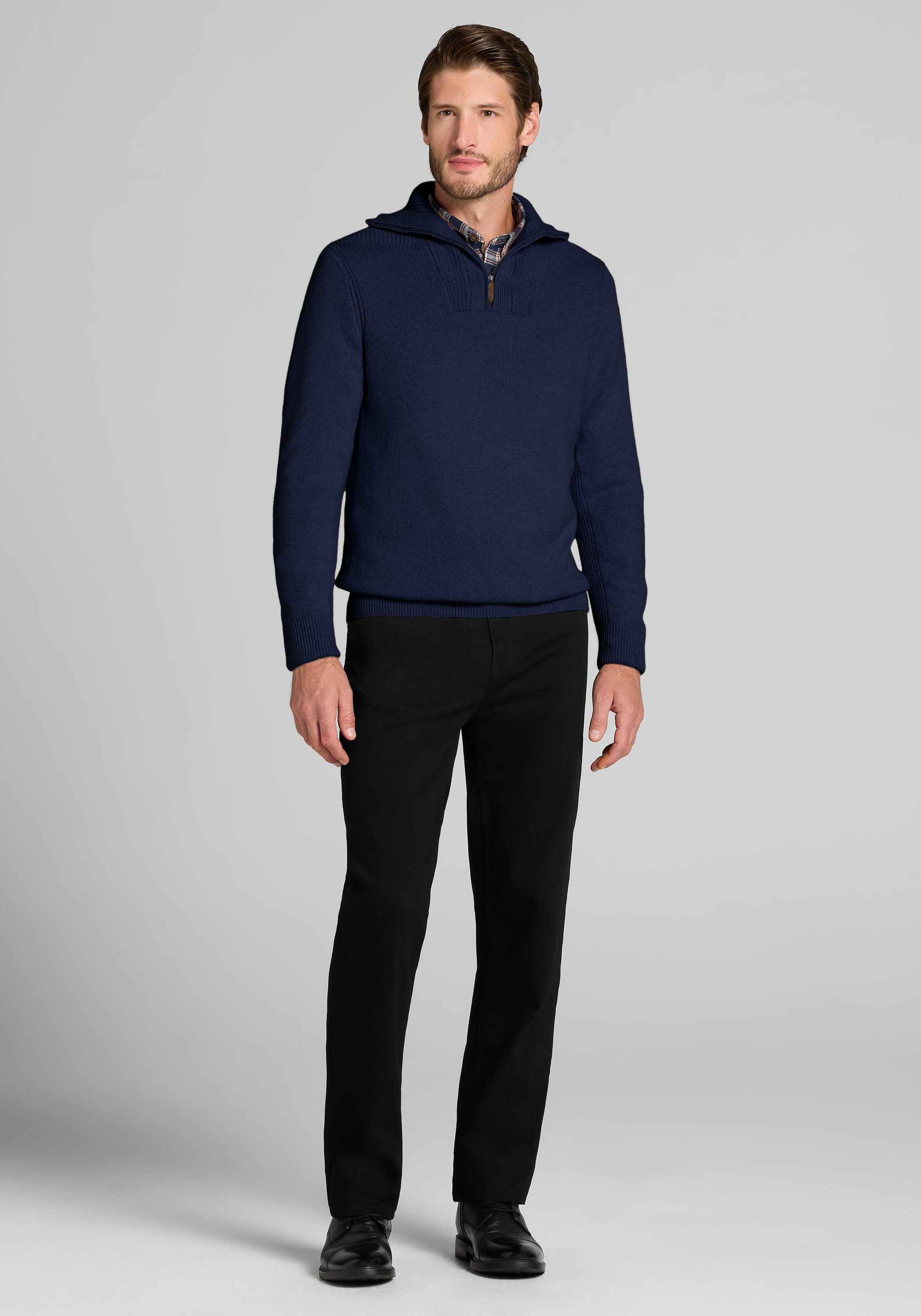 Jos. A. Bank Tailored Fit Funnel Neck Quarter-Zip Sweater