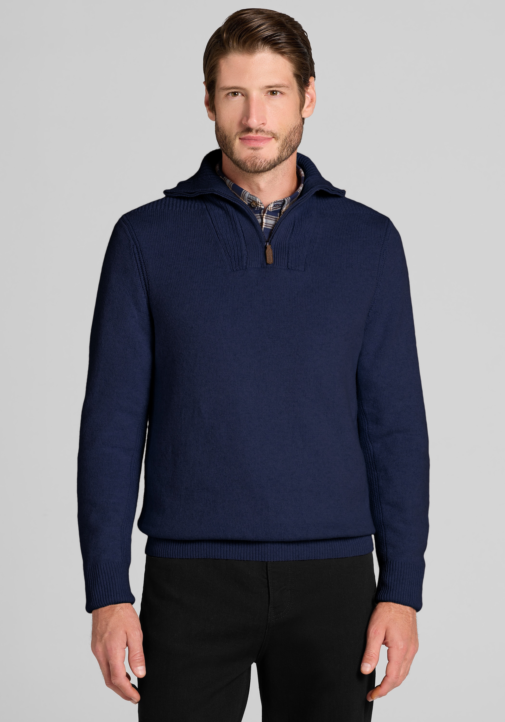 Jos. A. Bank Tailored Fit Funnel Neck Quarter-Zip Sweater