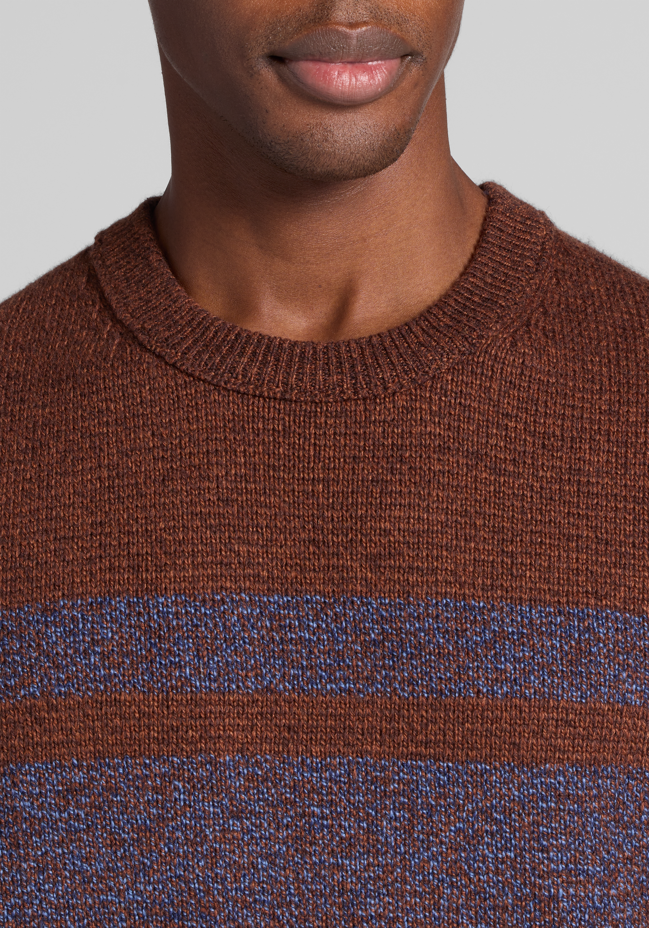Jos. A. Bank Tailored Fit Marled Stripe Crew Neck Sweater