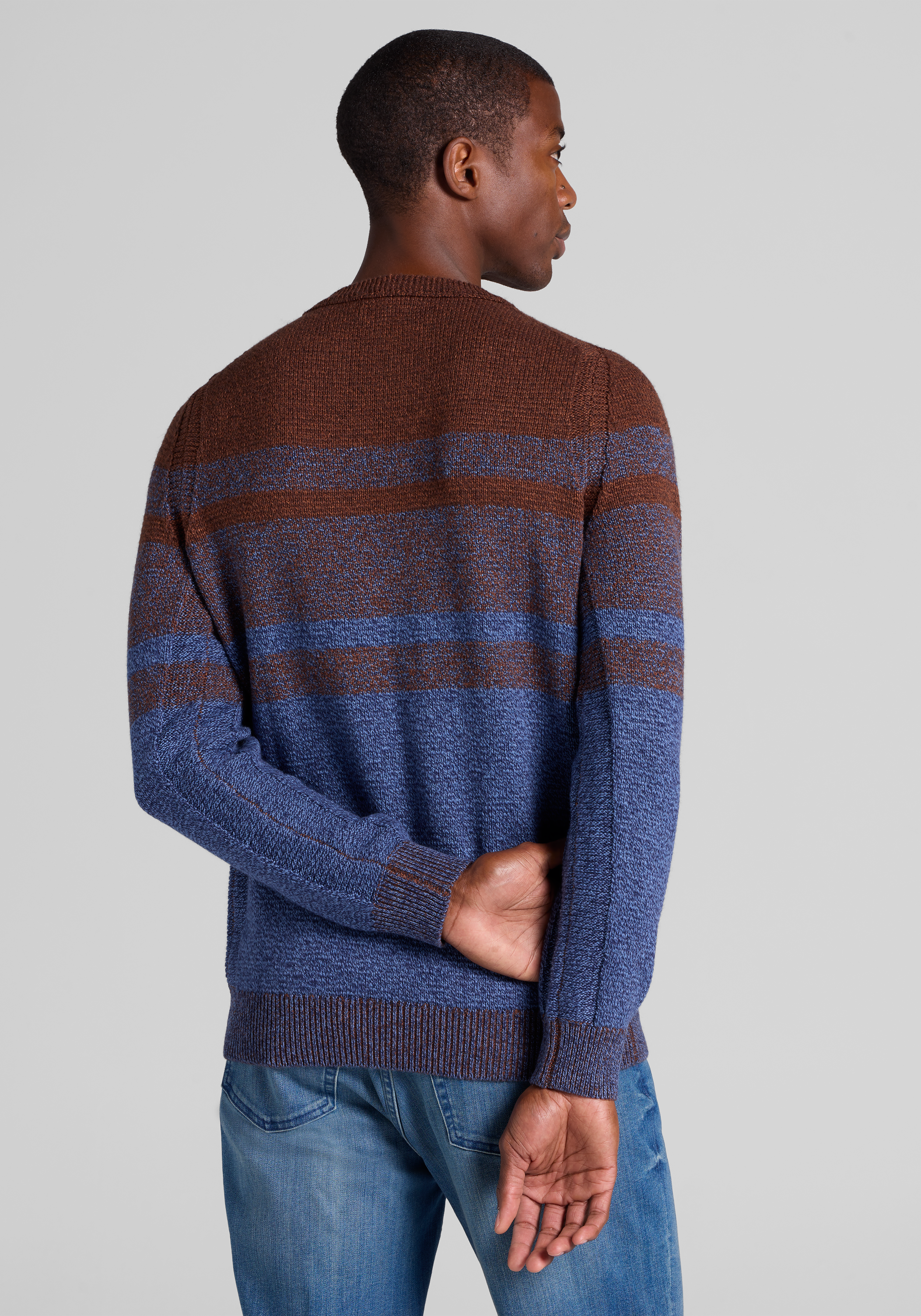 Jos. A. Bank Tailored Fit Marled Stripe Crew Neck Sweater
