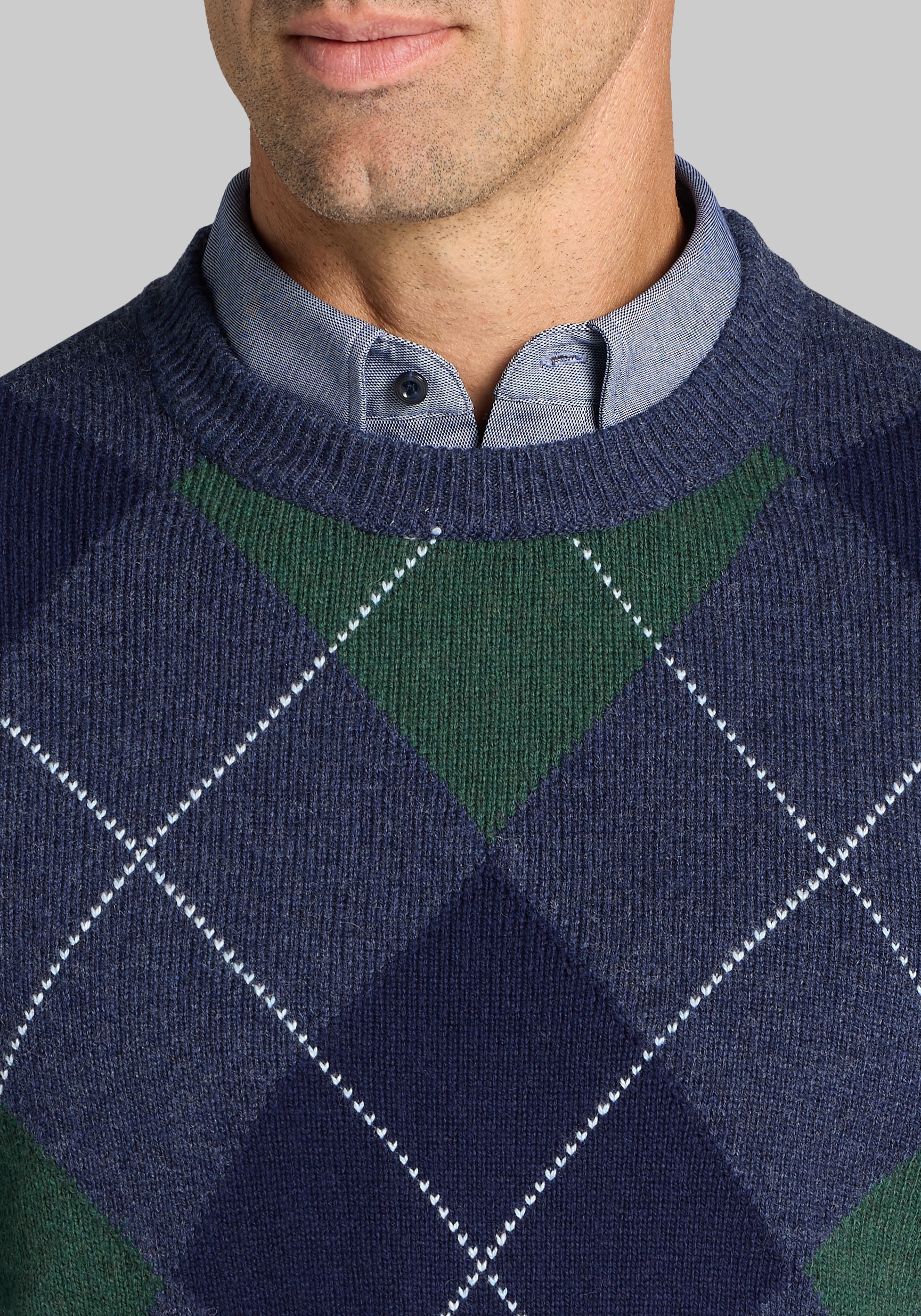 Jos. A. Bank Tailored Fit Classic Argyle Crew Neck Sweater
