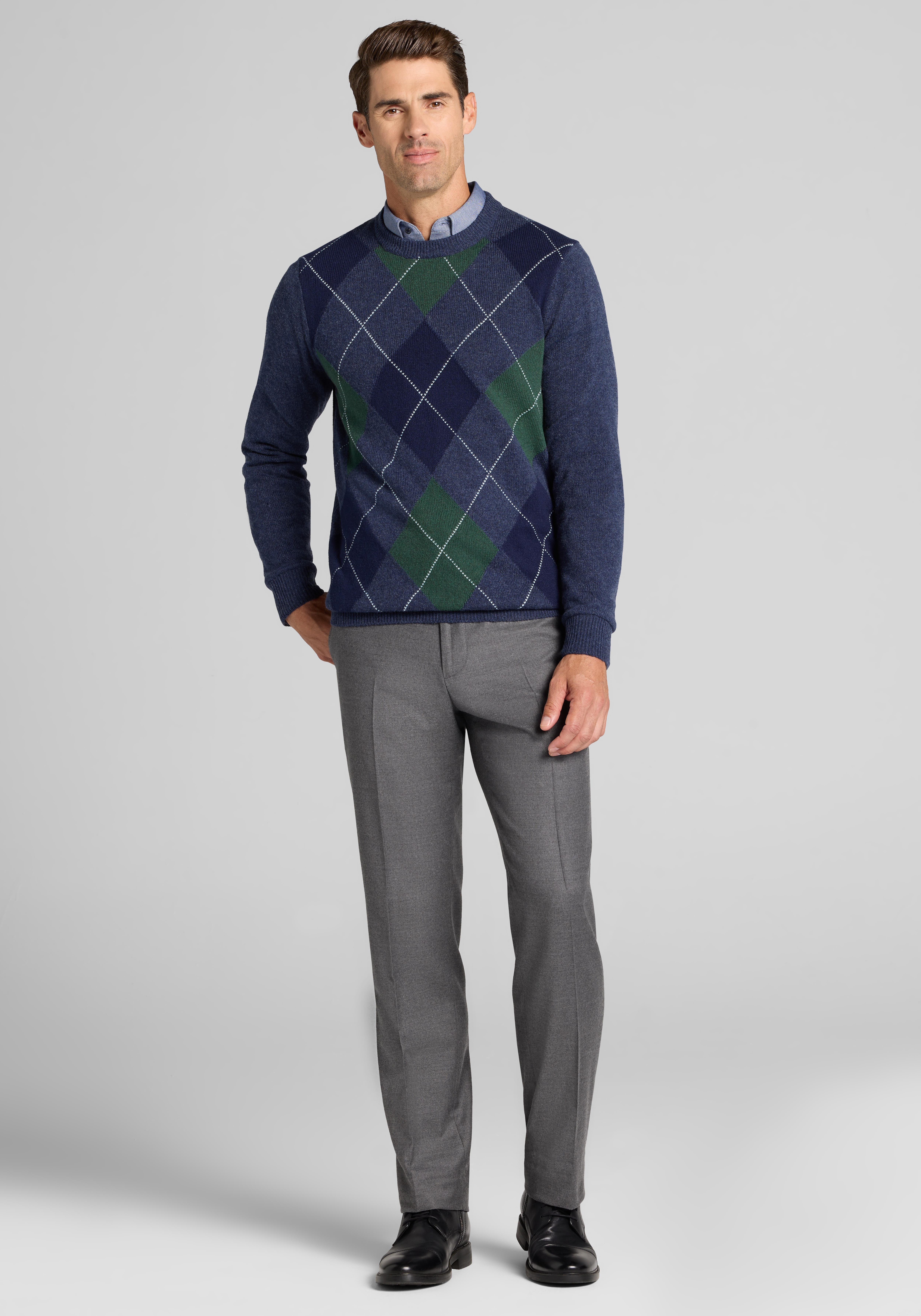 Jos. A. Bank Tailored Fit Classic Argyle Crew Neck Sweater