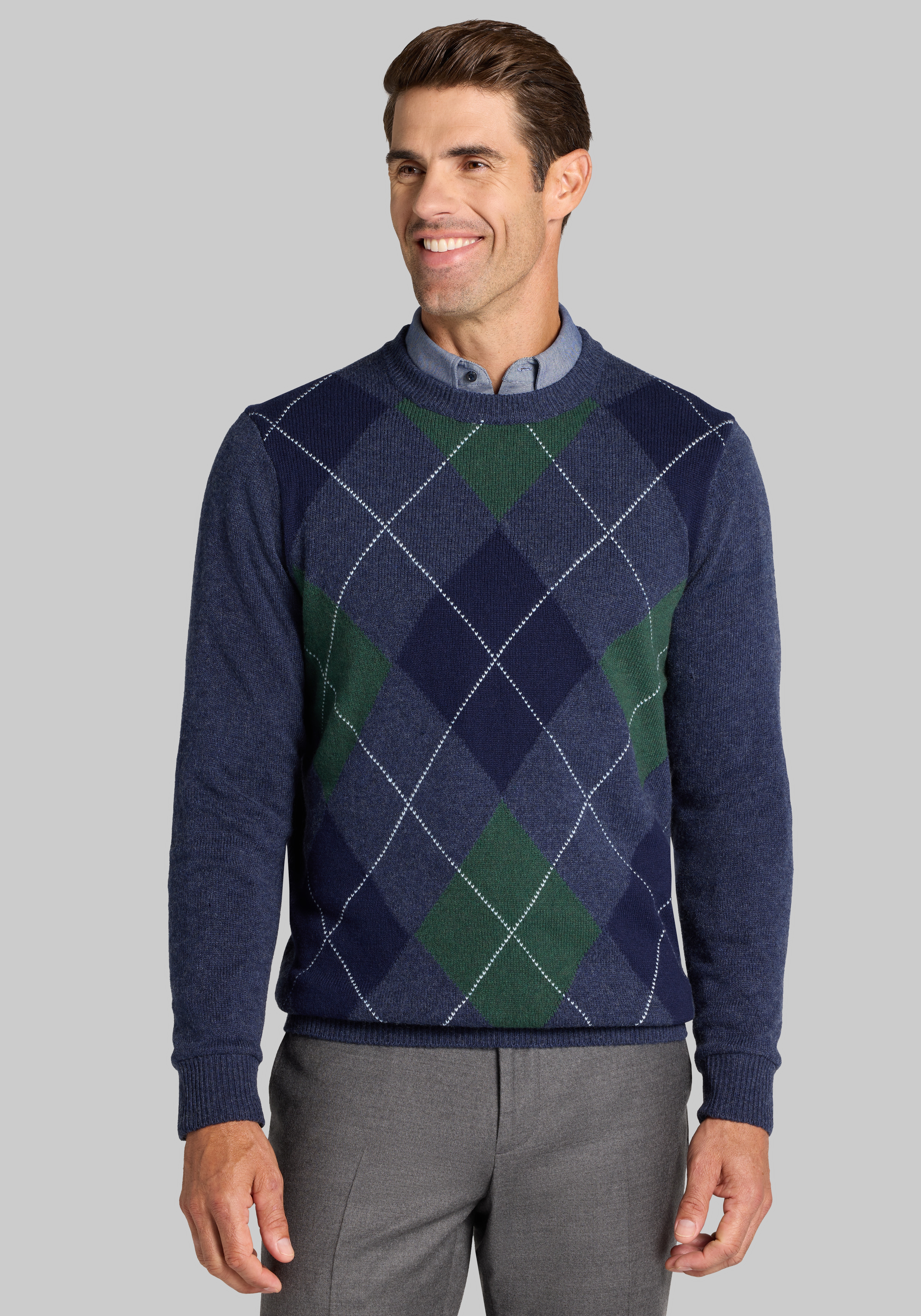 Men's New!, Jos. A. Bank Tailored Fit Classic Argyle Crew Neck Sweater - Jos A Bank