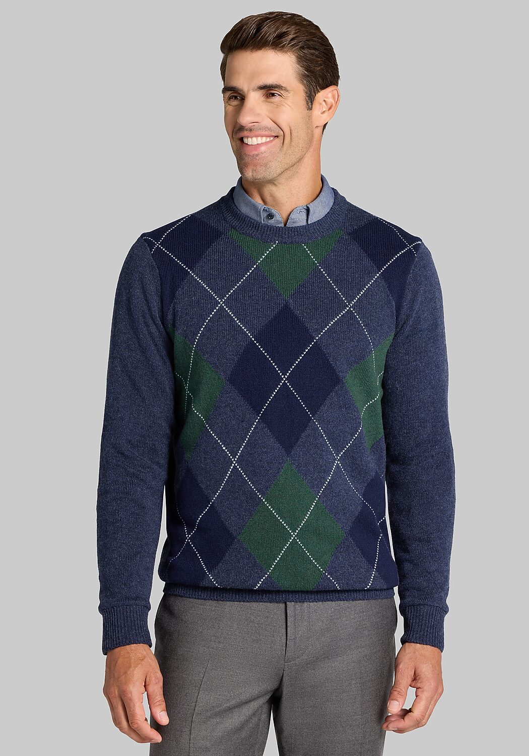 Jos. A. Bank Tailored Fit Classic Argyle Crew Neck Sweater