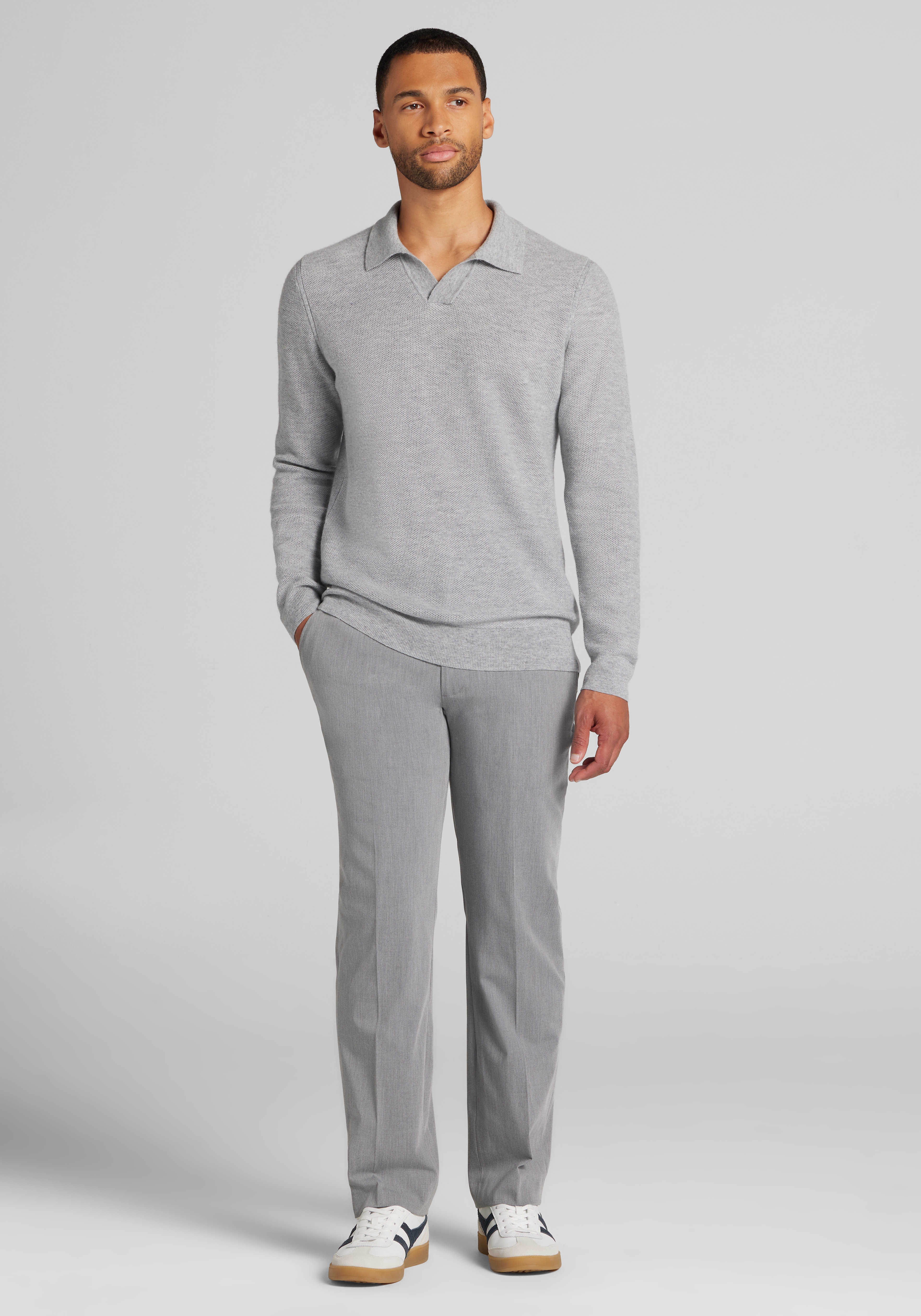 Reserve Tailored Fit Cashmere Blend Johnny Collar Polo Sweater
