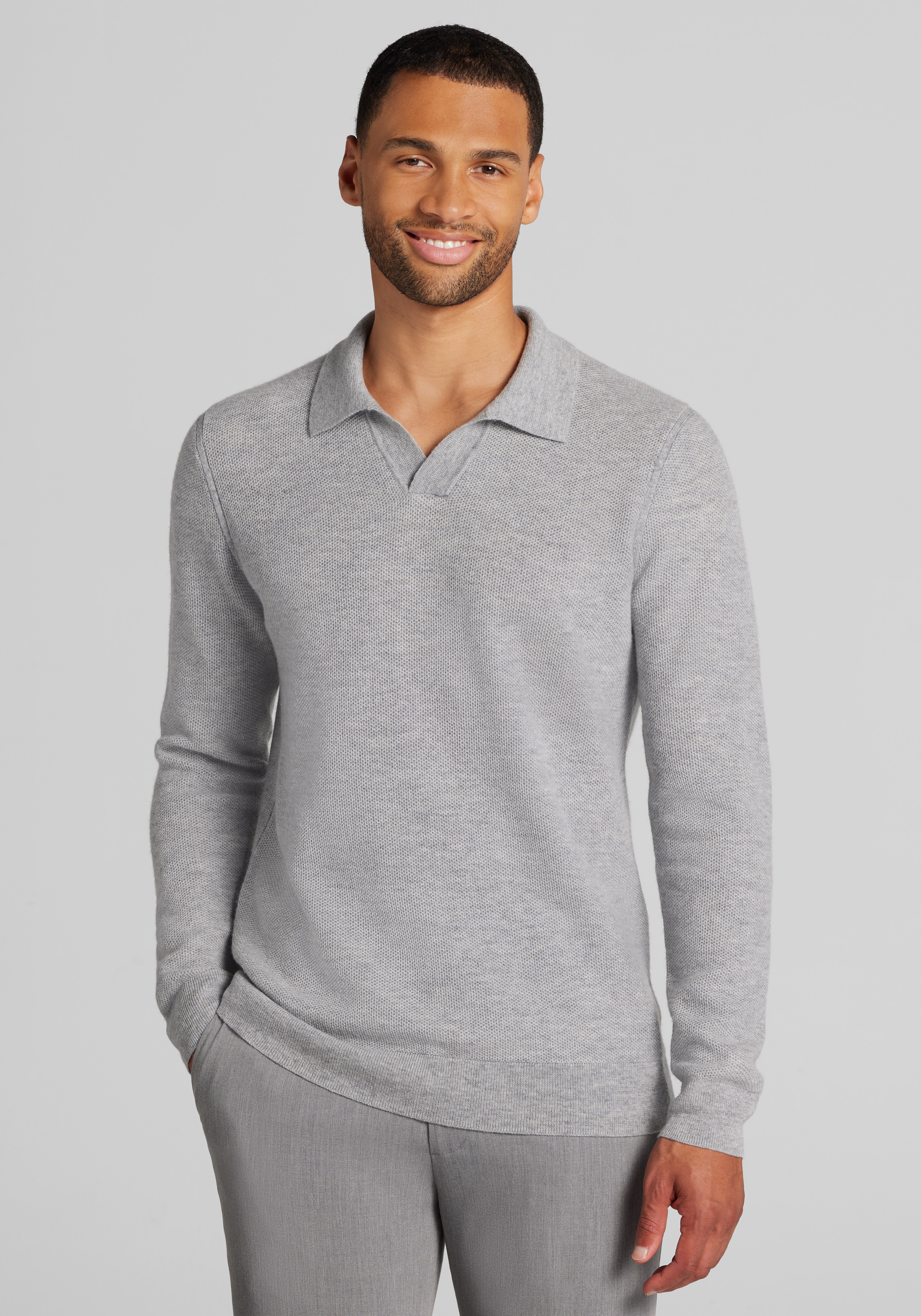 Reserve Collection Tailored Fit Johnny Collar Polo Sweater