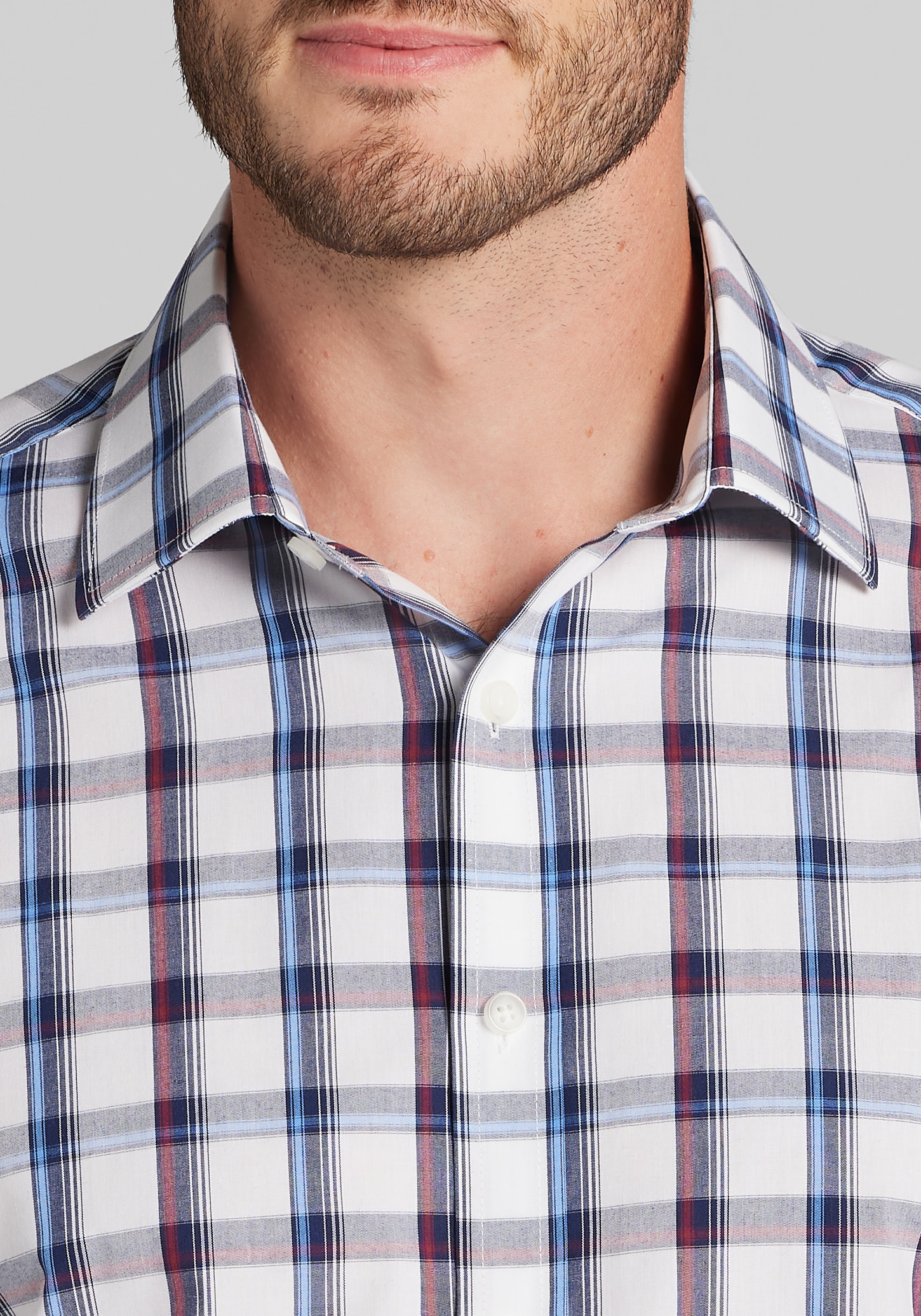 1905 Collection Tailored Fit Large Plaid Button Up Shirt