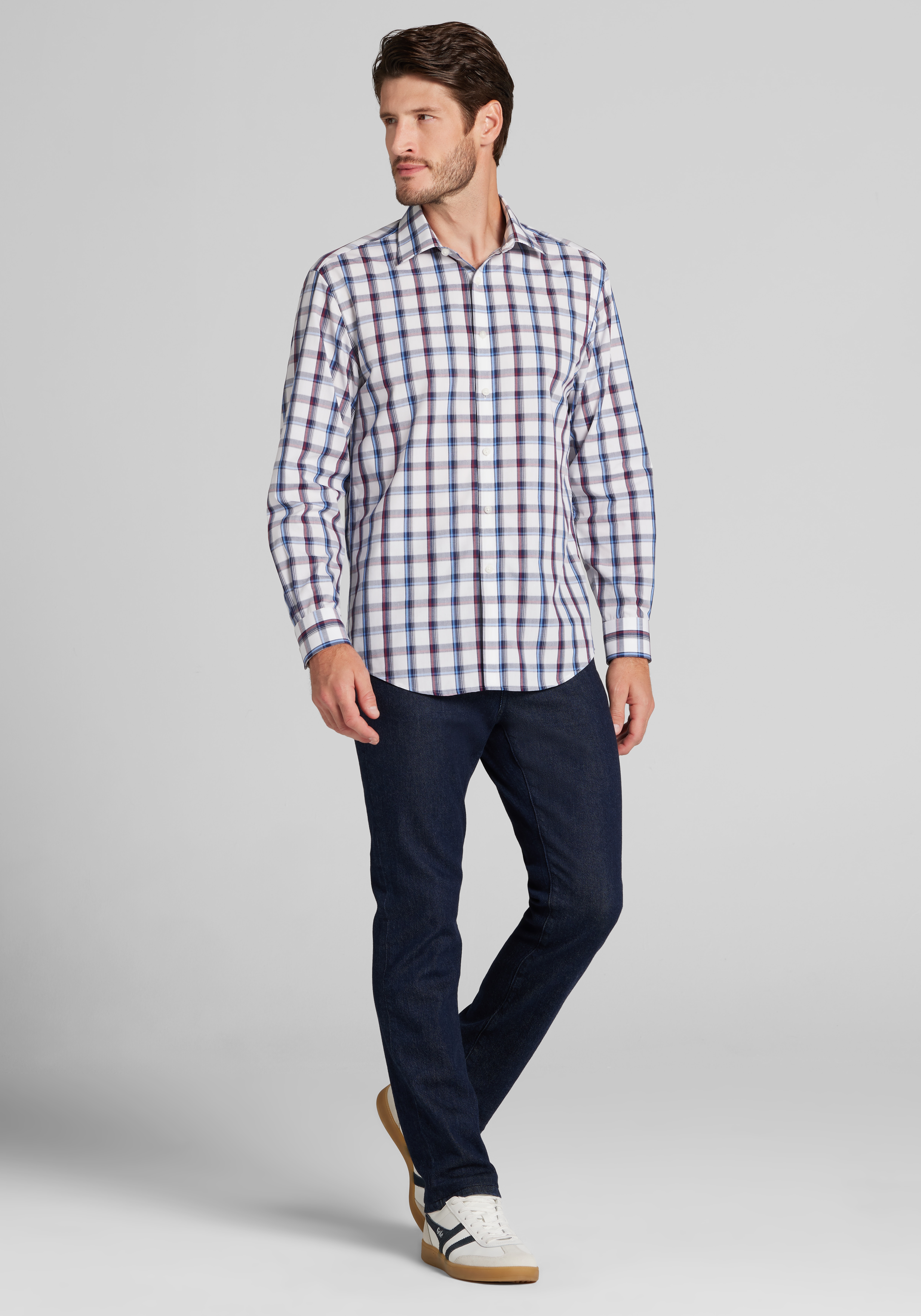 1905 Collection Tailored Fit Large Plaid Button Up Shirt