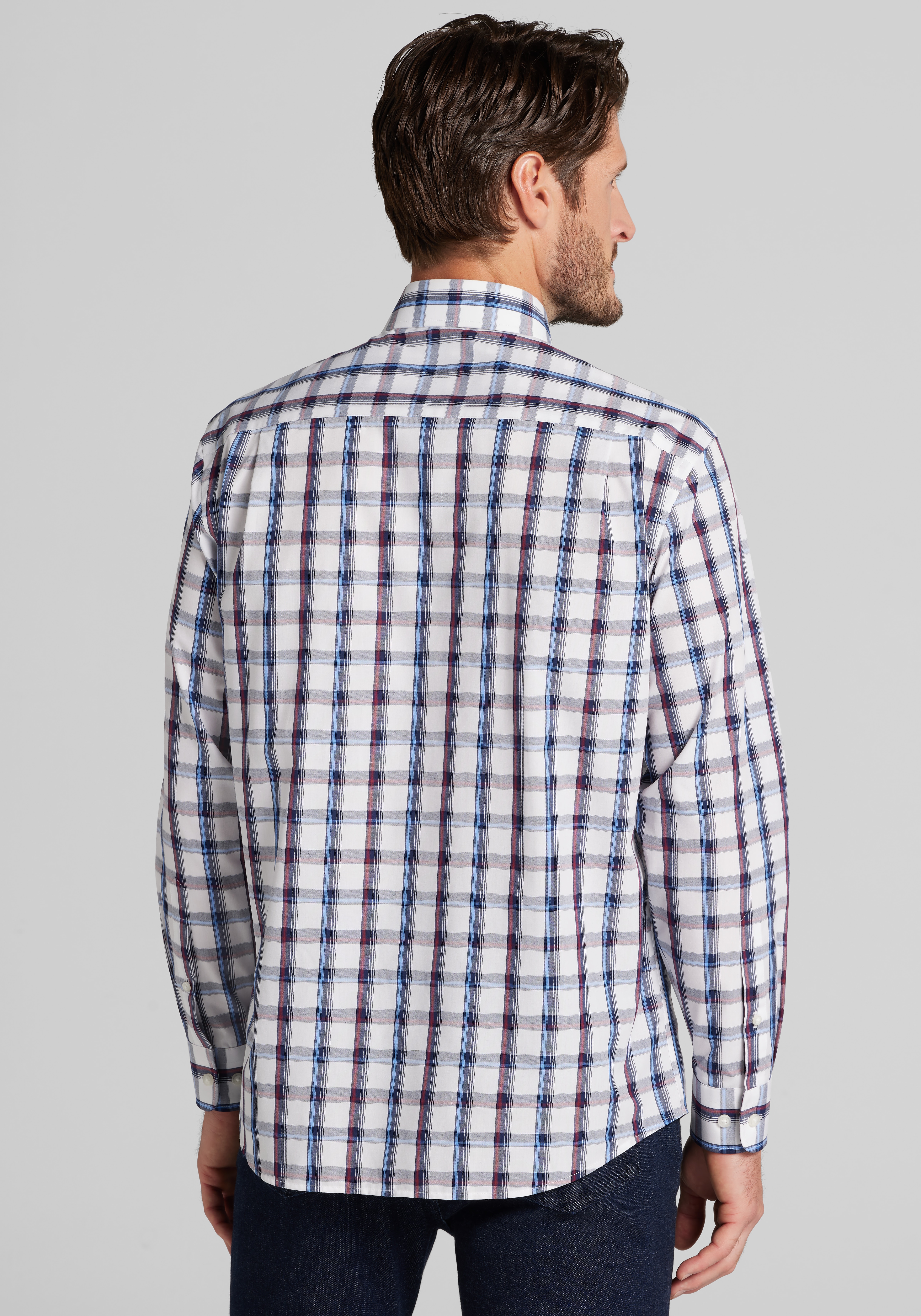 1905 Collection Tailored Fit Large Plaid Button Up Shirt