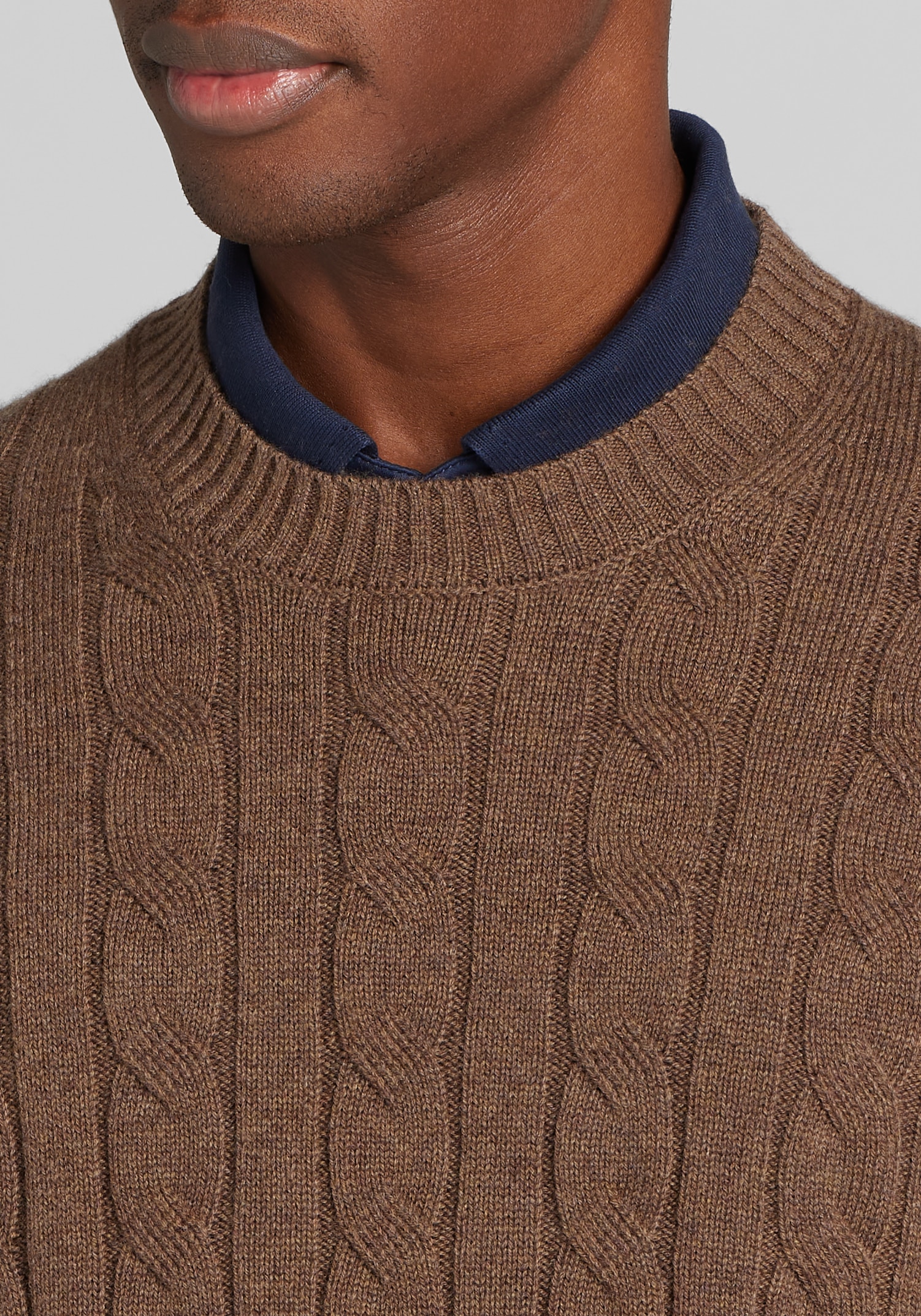 Reserve Collection Tailored Fit Cable-Knit Crewneck Sweater