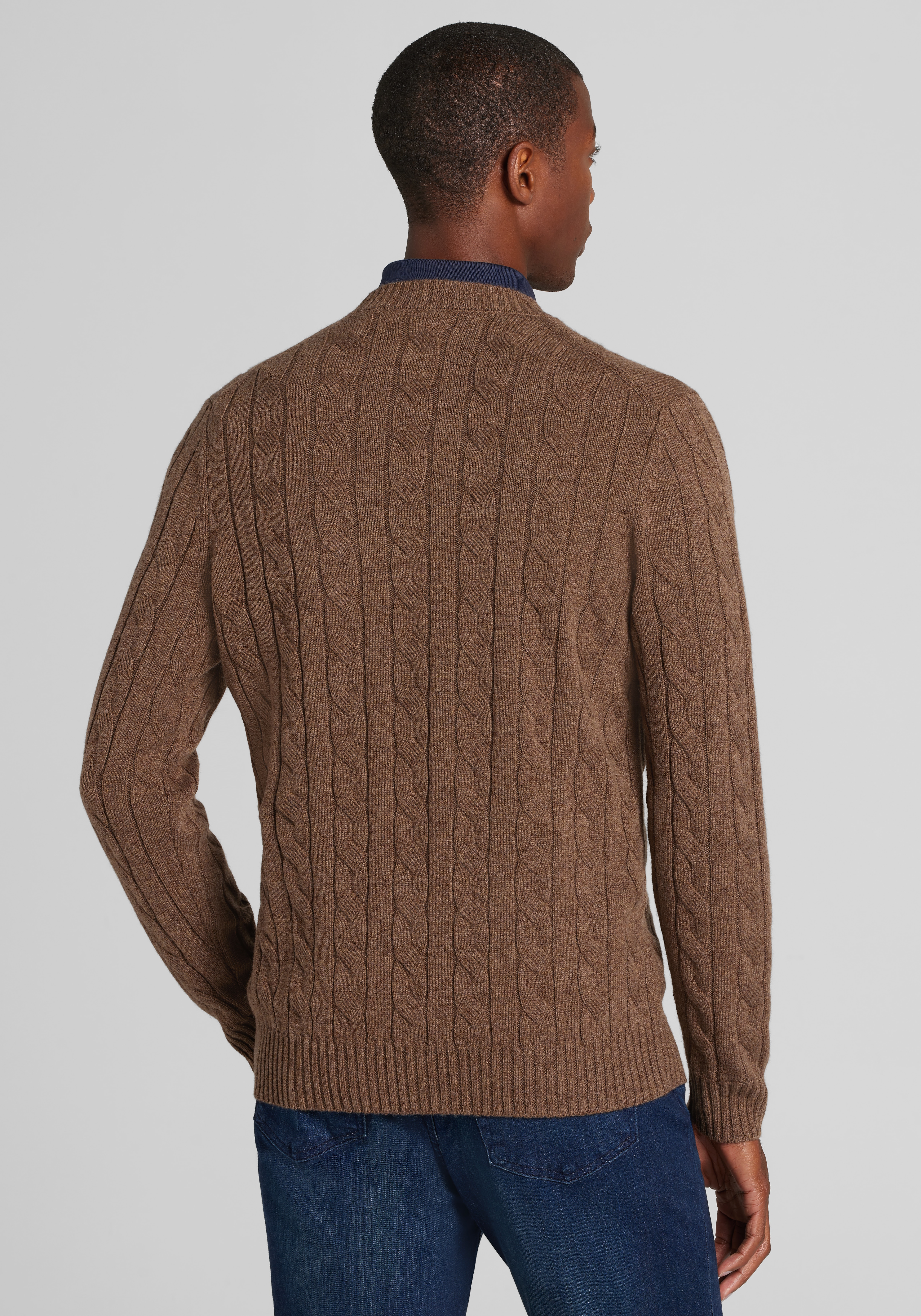 Reserve Collection Tailored Fit Cable-Knit Crewneck Sweater