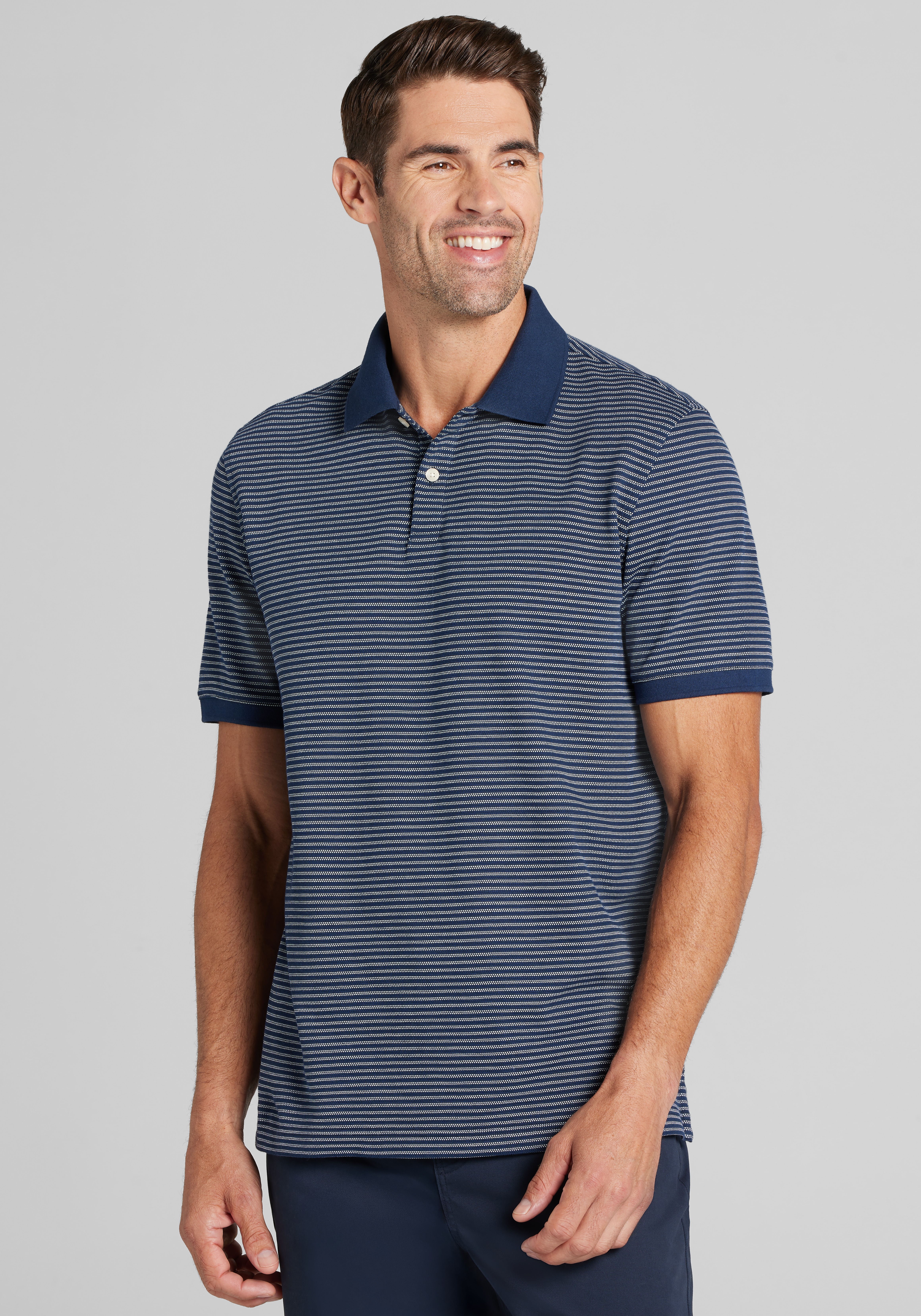 Men's Casual Tops, Jos. A. Bank Traditional Fit Jacquard Stripe Polo - Jos A Bank