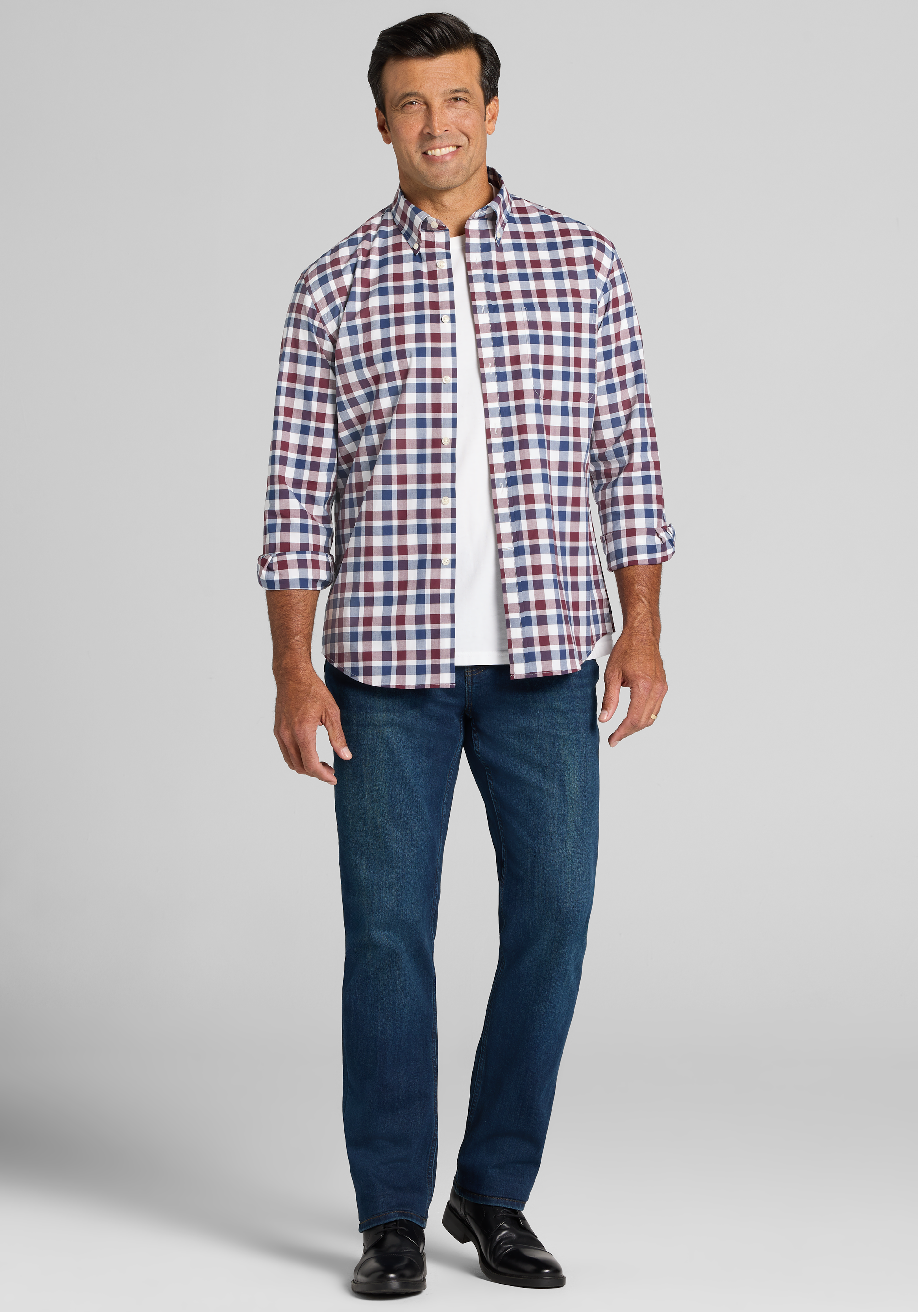 Jos. A. Bank Tailored Fit Bold Check Button Up Shirt