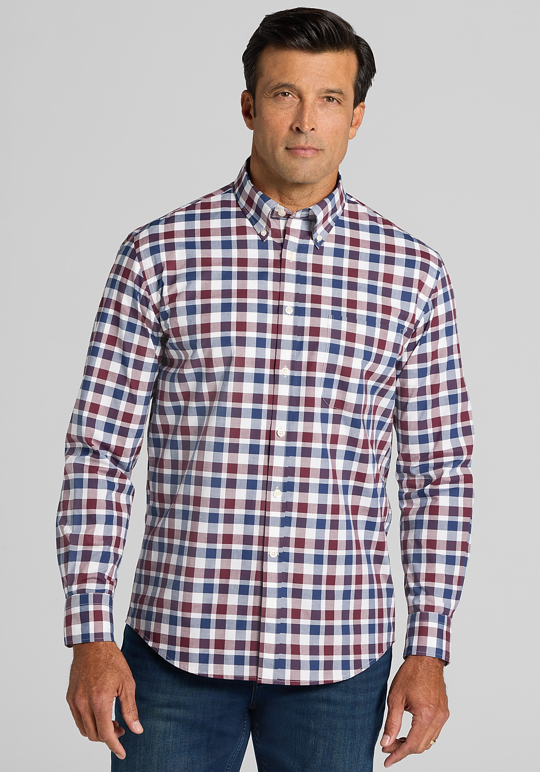 Jos. A. Bank Tailored Fit Bold Check Button Up Shirt