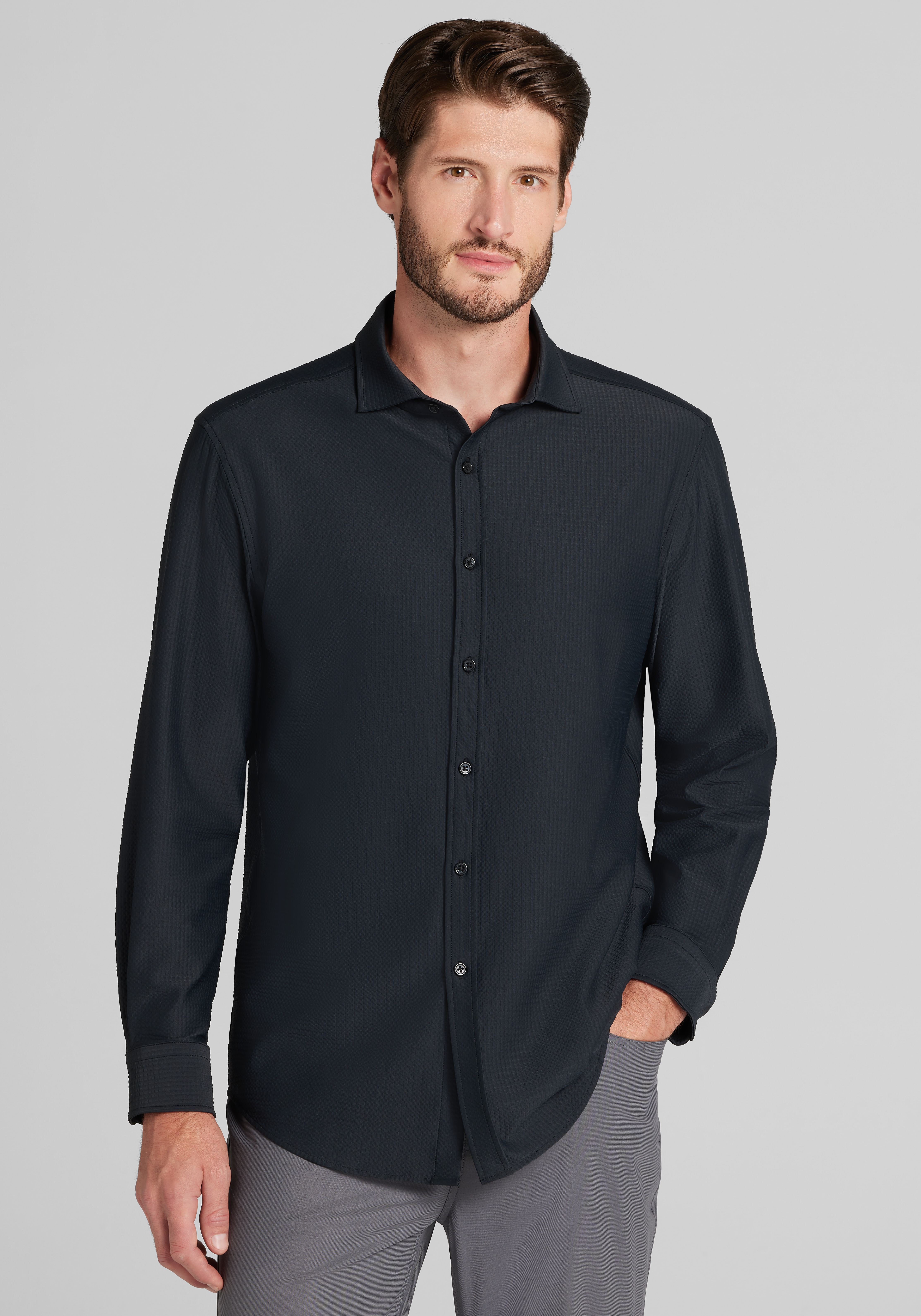 Jos. A. Bank Tailored Fit Seersucker Button Up Shirt