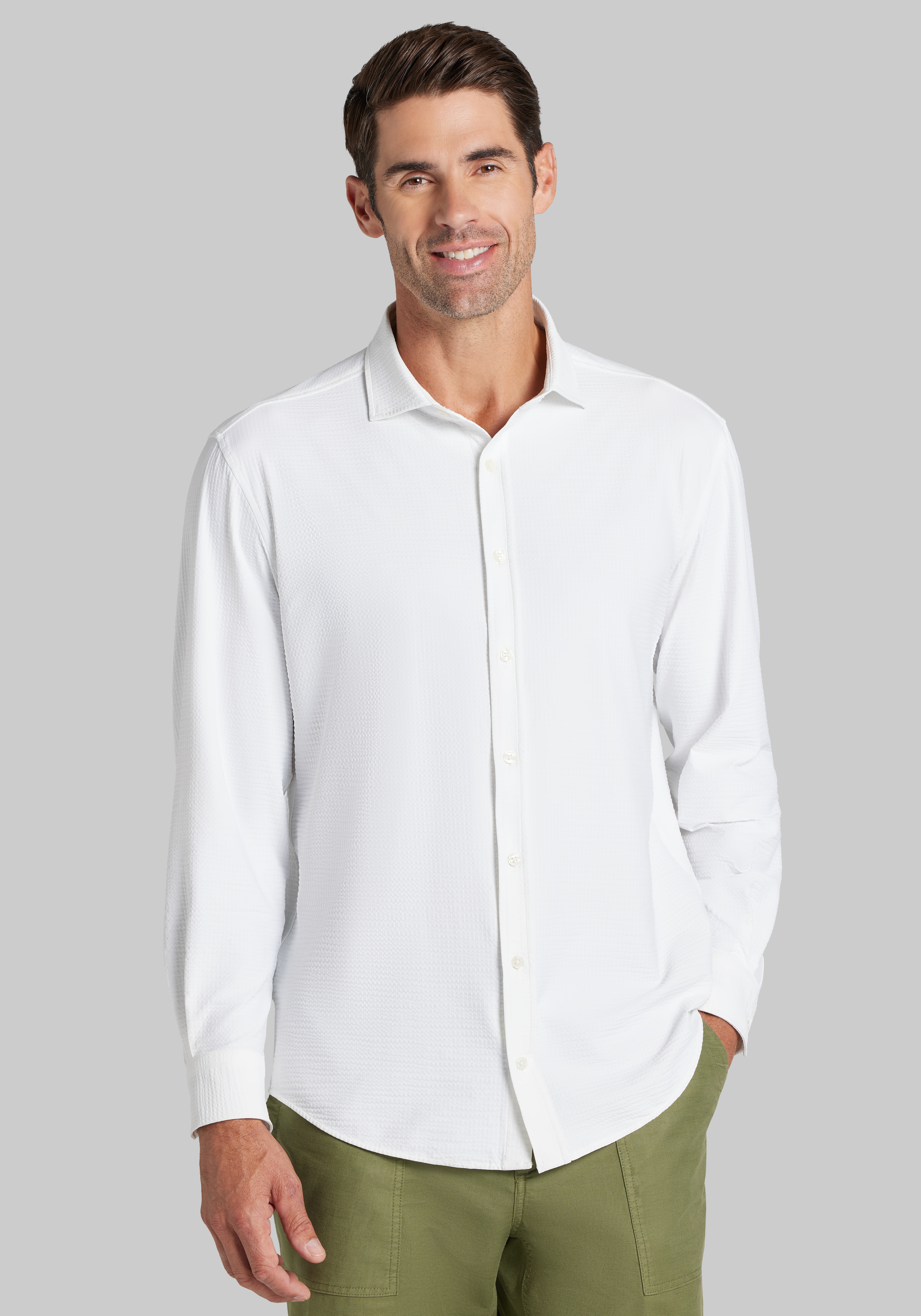 Men's New!, Jos. A. Bank Tailored Fit Seersucker Button Up Shirt - Jos A Bank