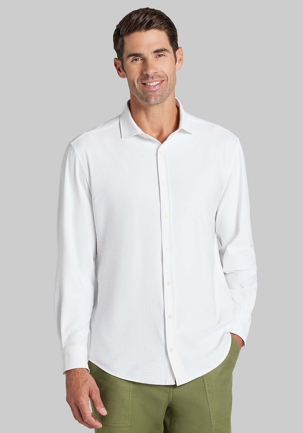 Jos. A. Bank Tailored Fit Seersucker Button Up Shirt