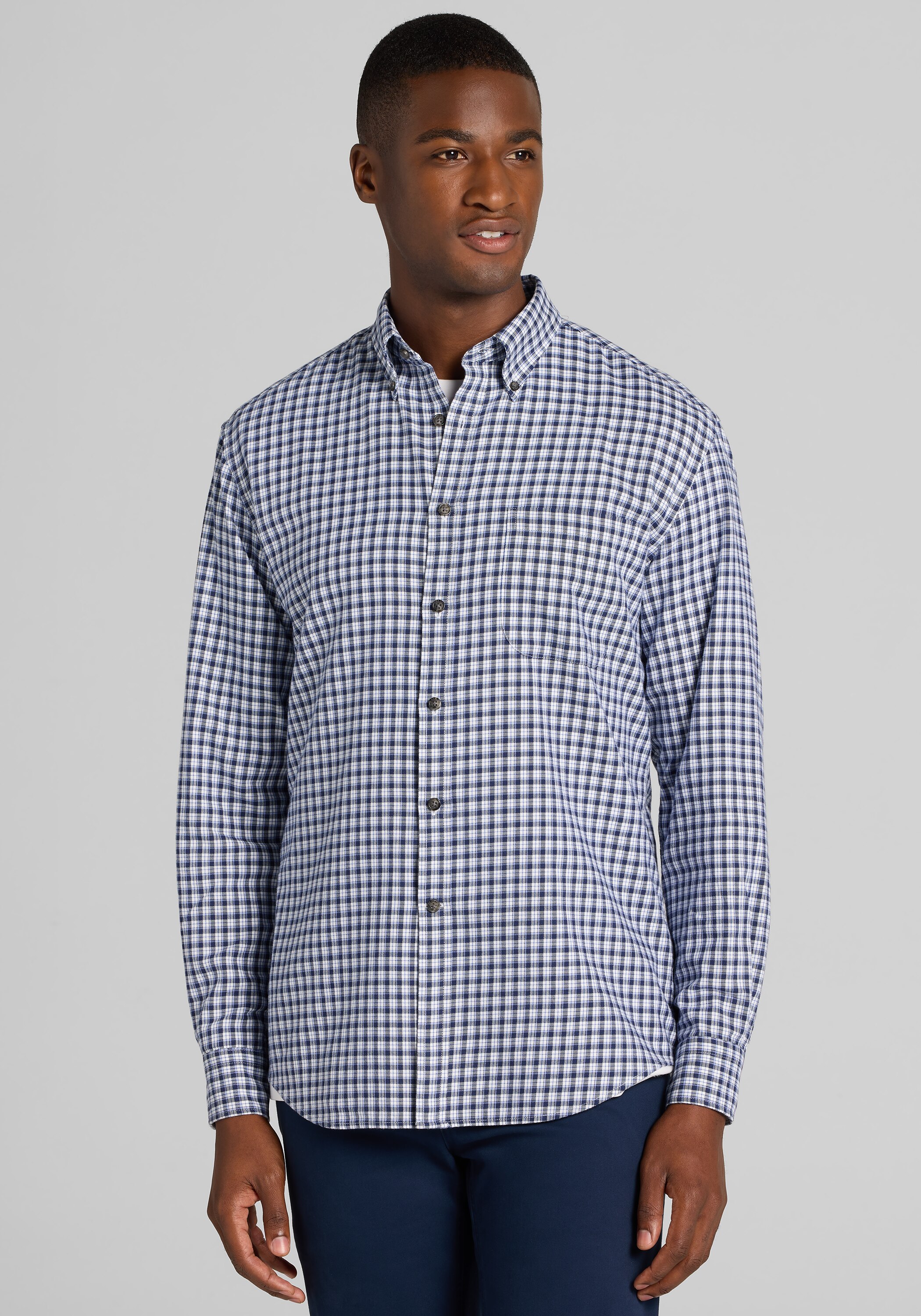 Jos. A. Bank Tailored Fit Peached Check Button Up Shirt