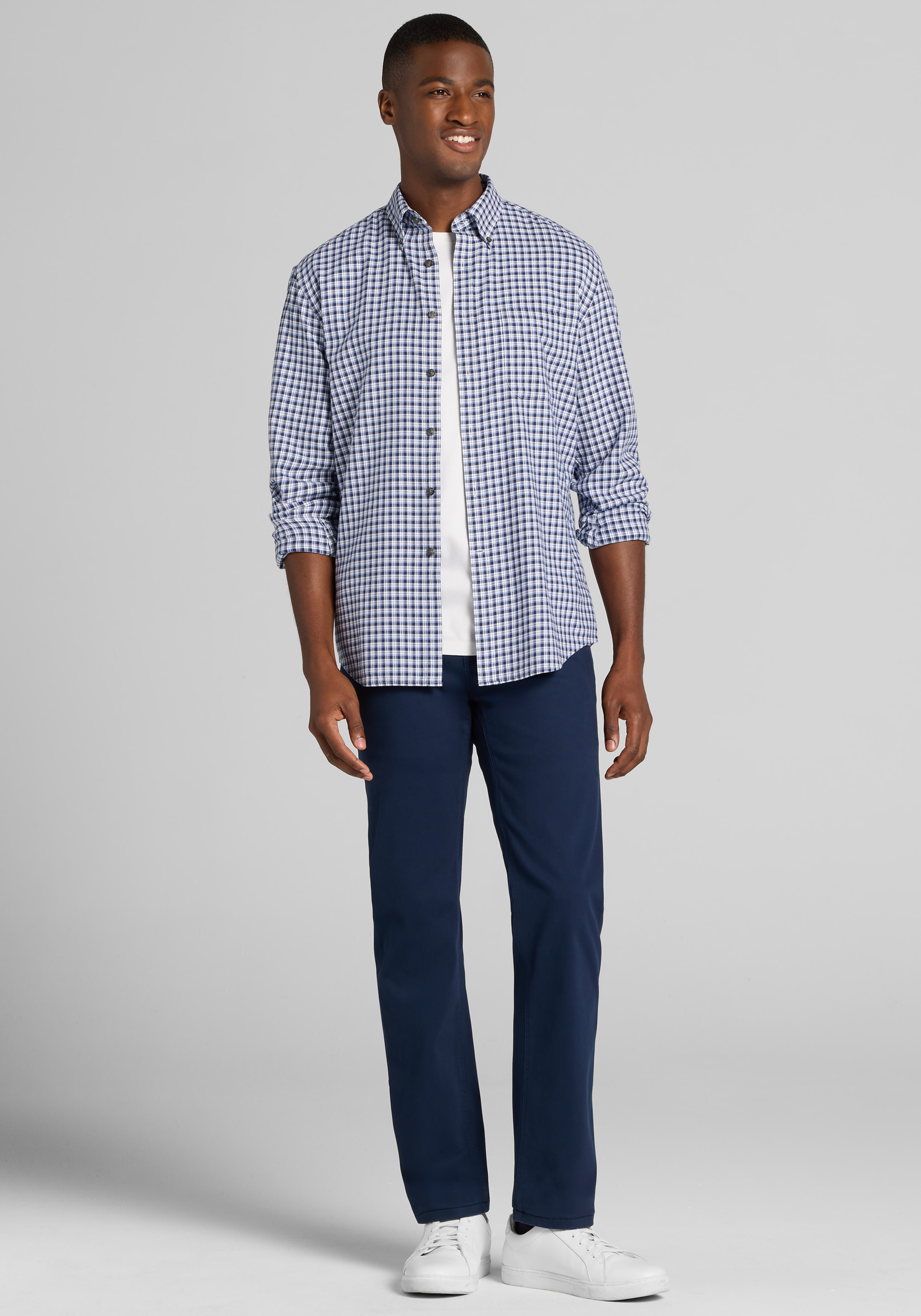Jos. A. Bank Tailored Fit Peached Check Button Up Shirt