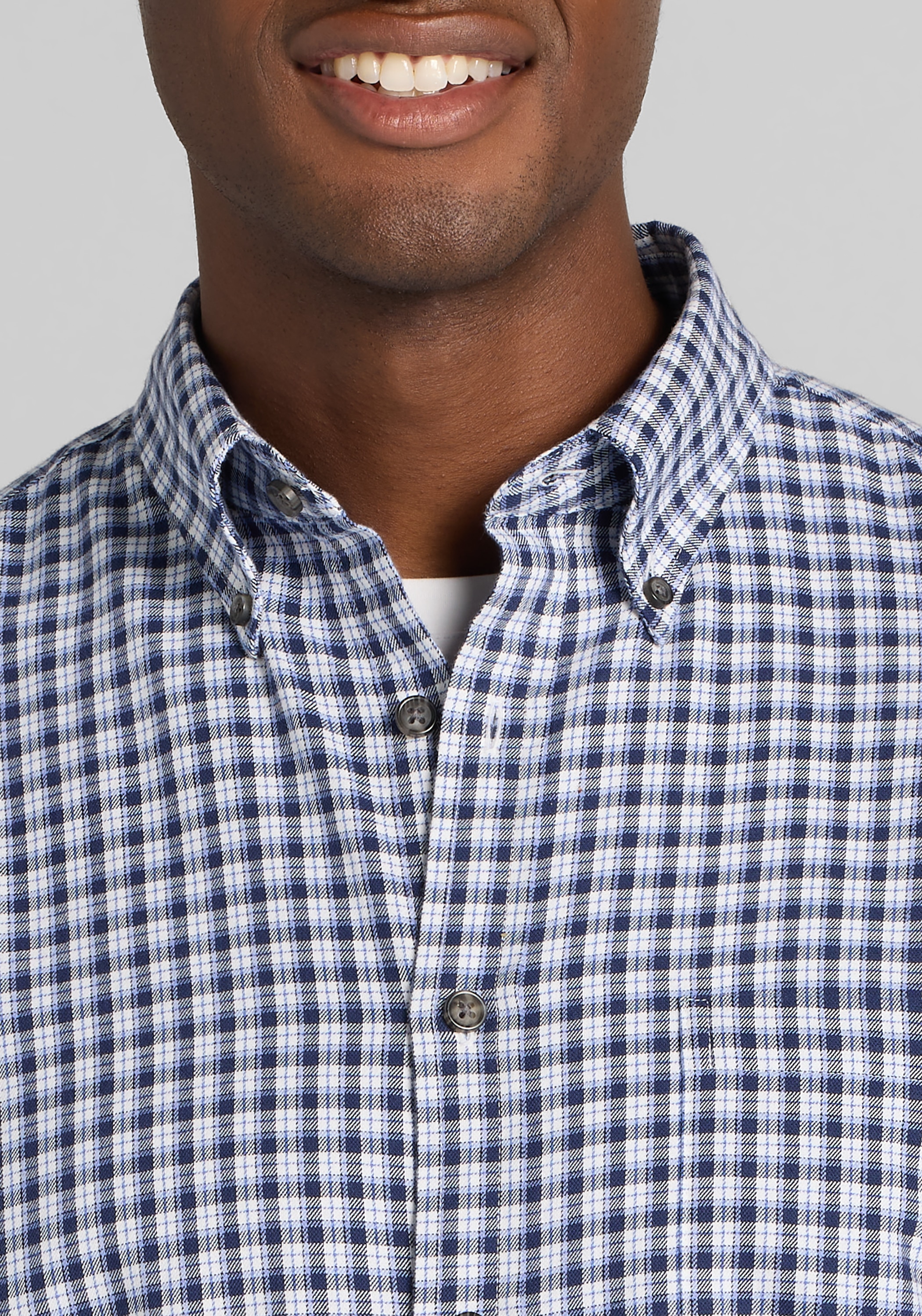 Jos. A. Bank Tailored Fit Peached Check Button Up Shirt