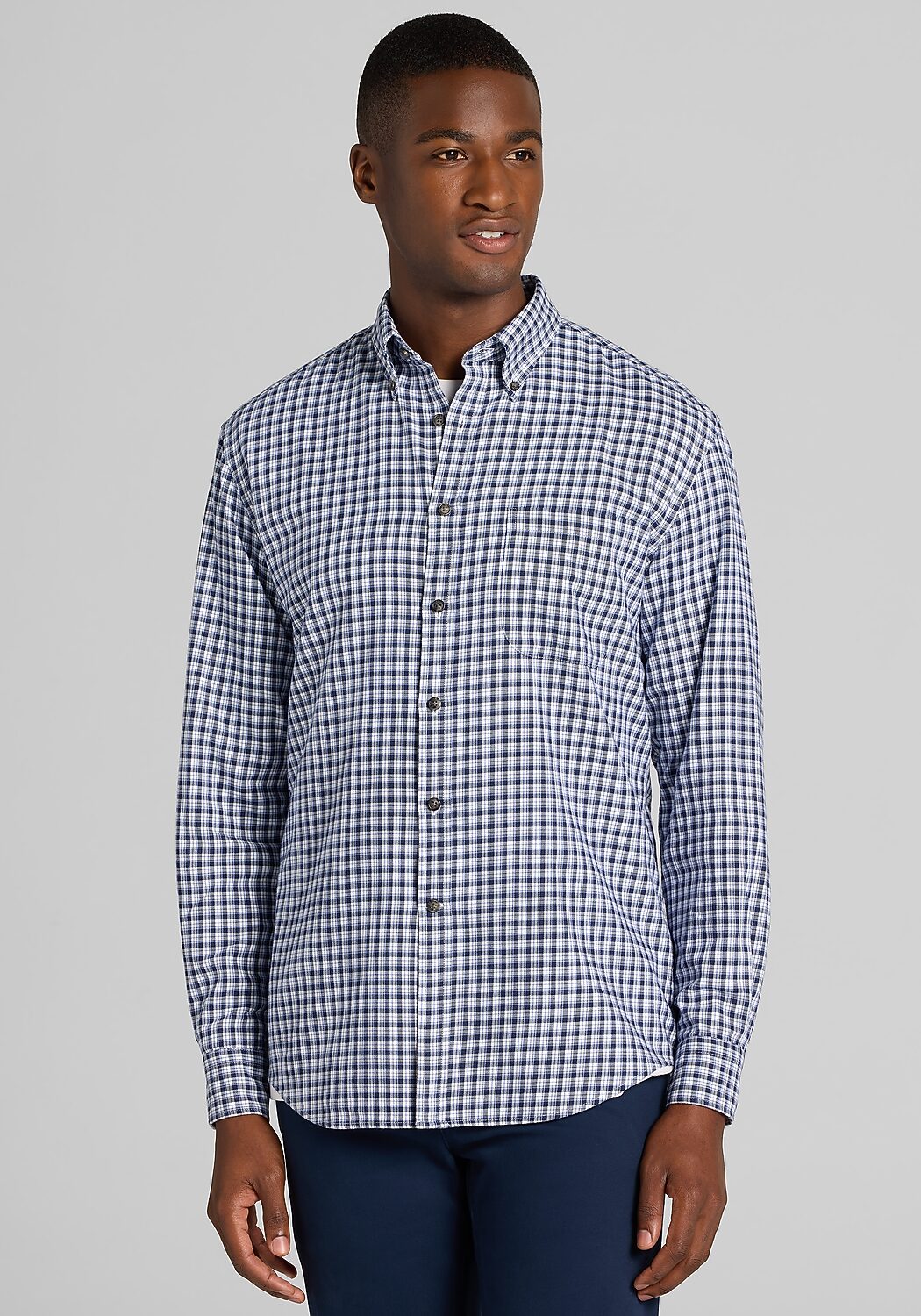 Jos. A. Bank Tailored Fit Peached Check Button Up Shirt