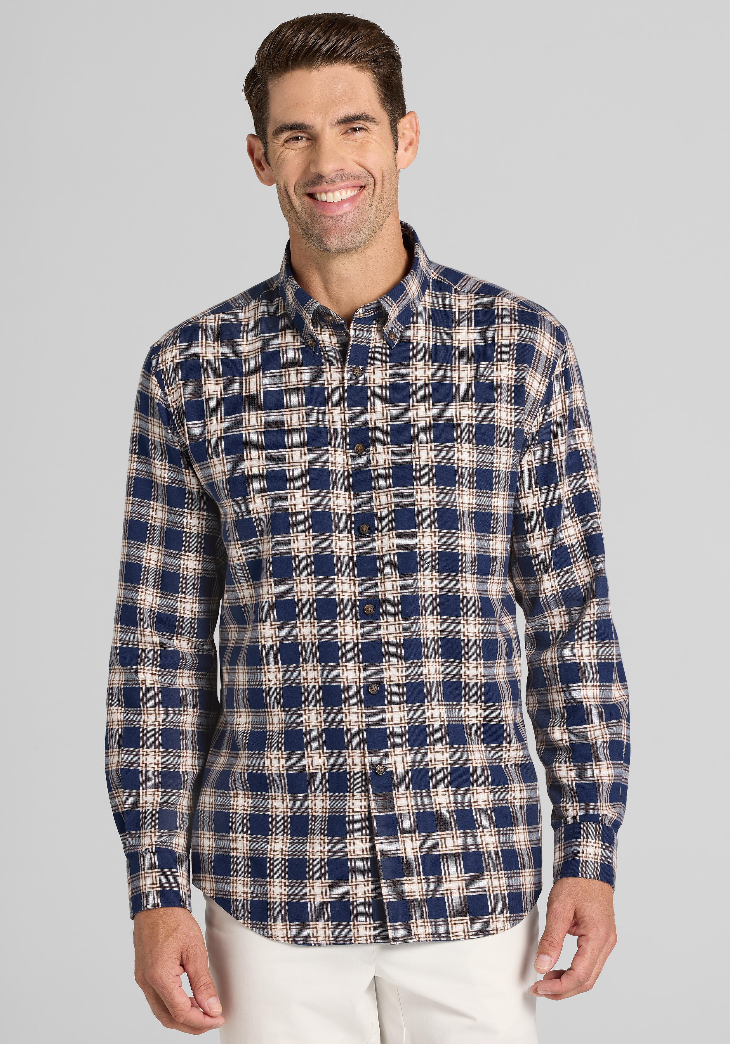 Jos. A. Bank Tailored Fit Plaid Button Up Shirt