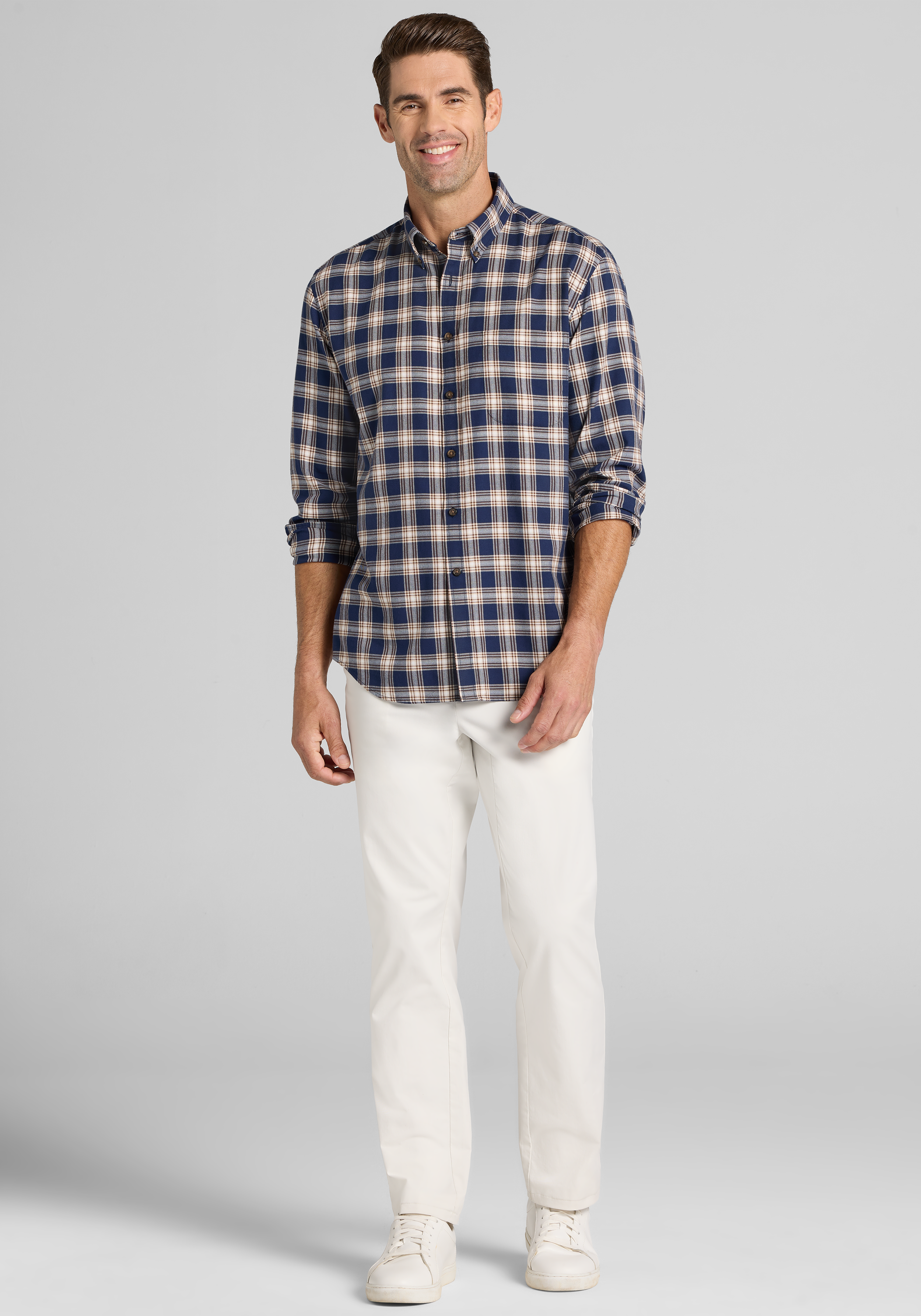 Jos. A. Bank Tailored Fit Plaid Button Up Shirt