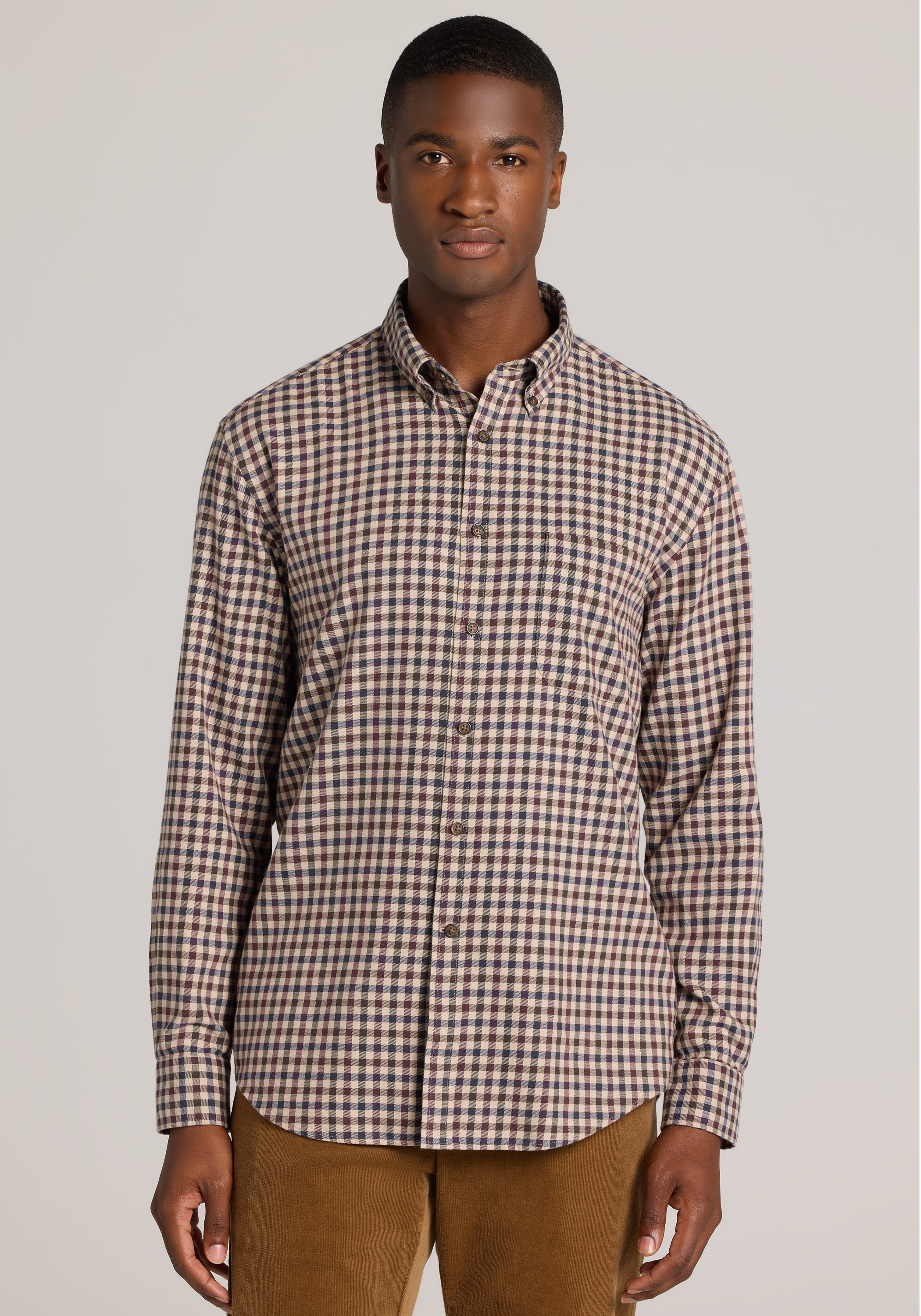 Jos. A. Bank Tailored Fit Check Peached Button Up Shirt