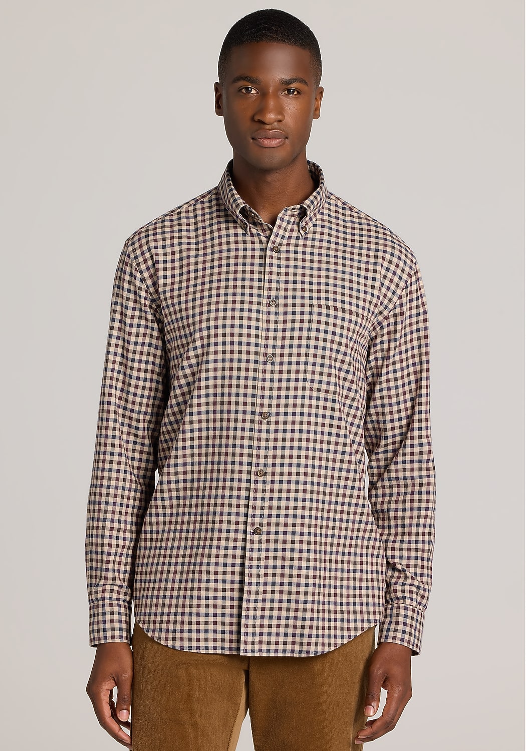 Jos. A. Bank Tailored Fit Check Peached Button Up Shirt