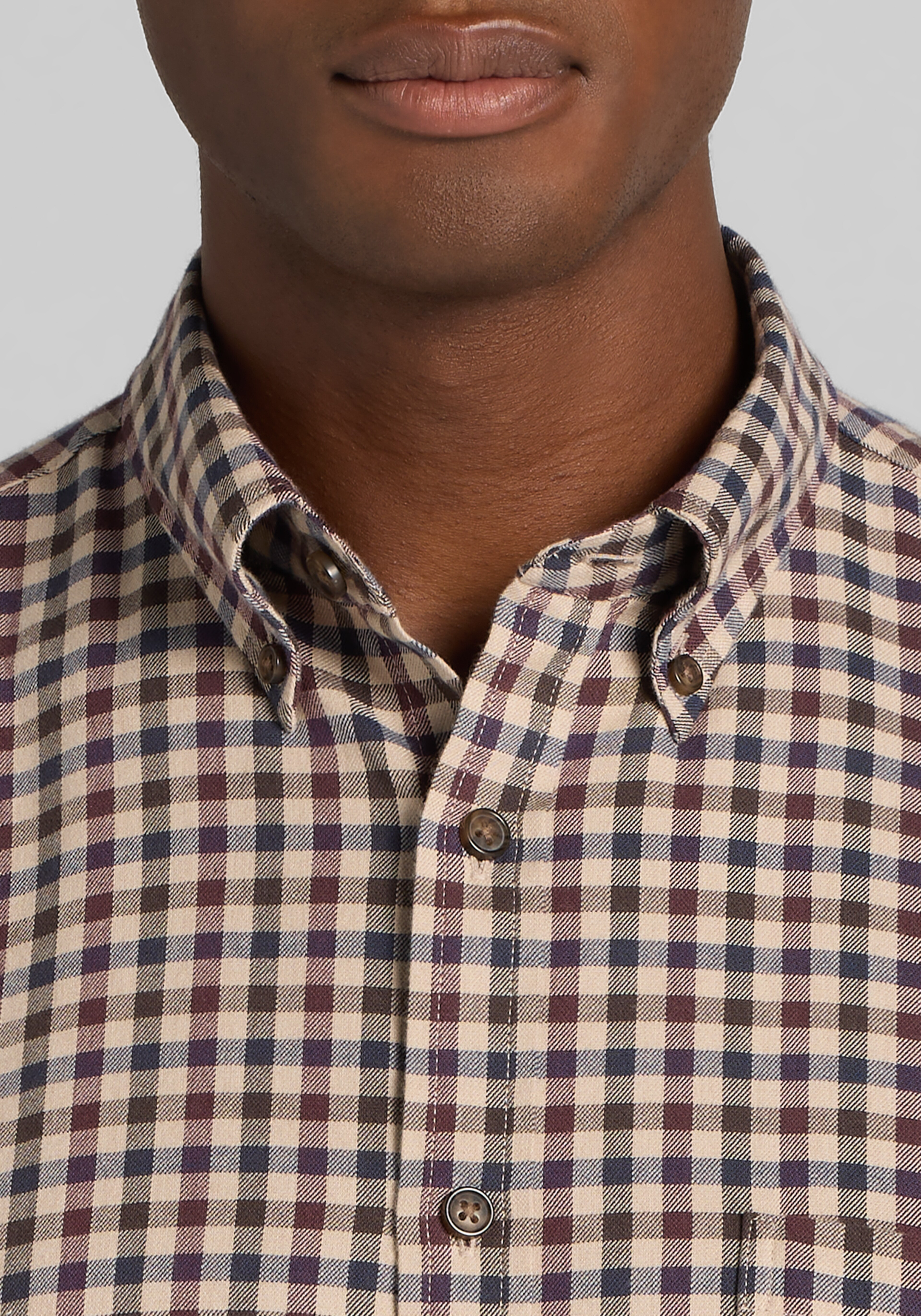 Jos. A. Bank Tailored Fit Check Peached Button Up Shirt