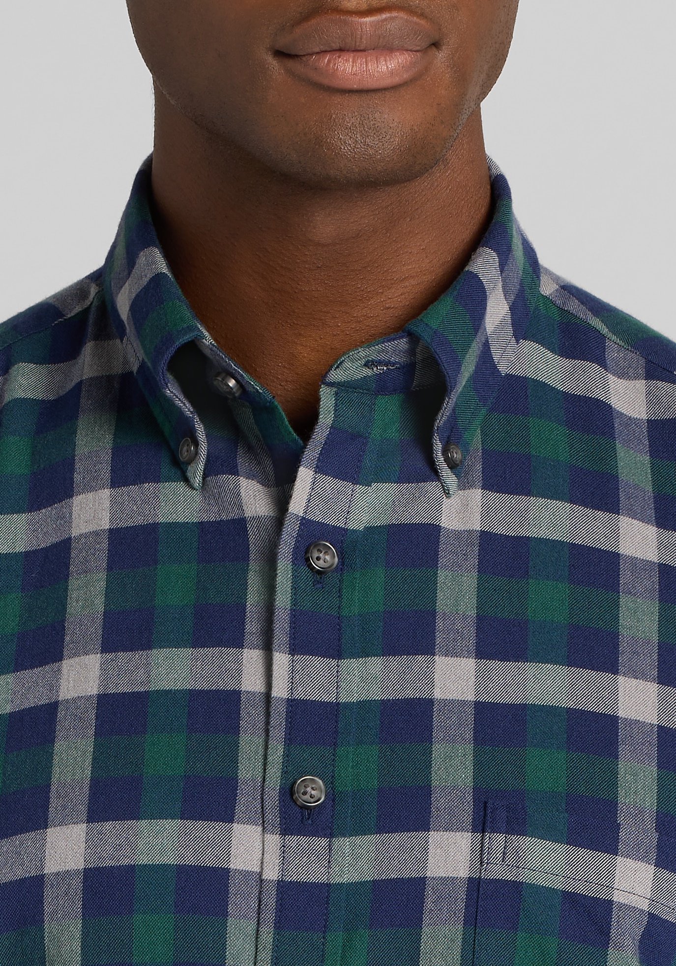 Men's Casual Tops, Jos. A. Bank Tailored  Large Check Peached Button Up Shirt - Jos A Bank
