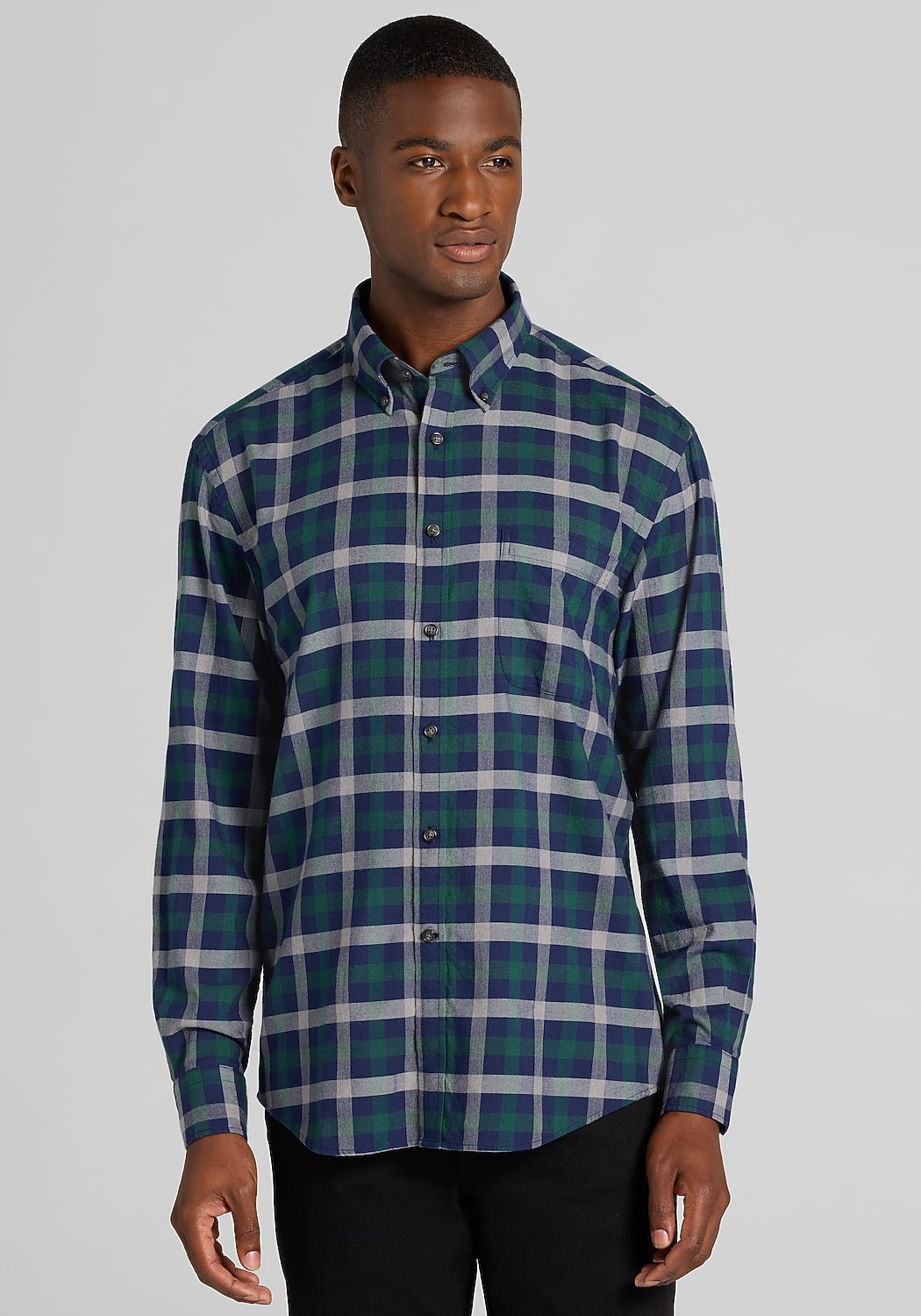 Jos. A. Bank Tailored  Large Check Peached Button Up Shirt