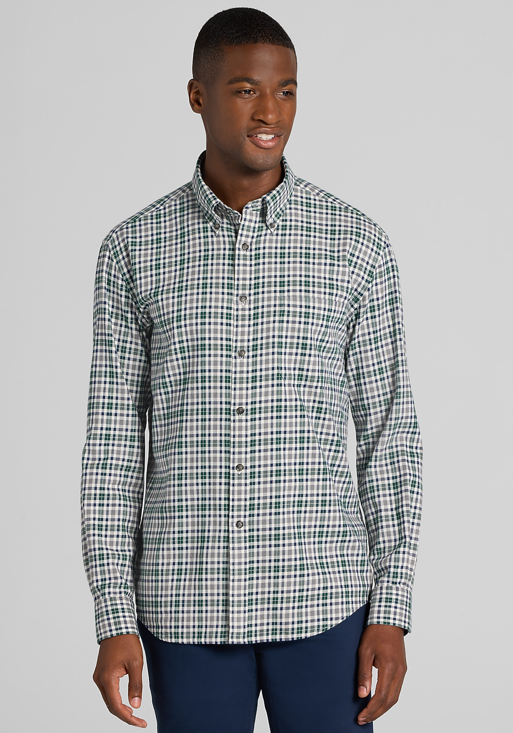 Jos. A. Bank Tailored Fit Plaid Button Up Shirt