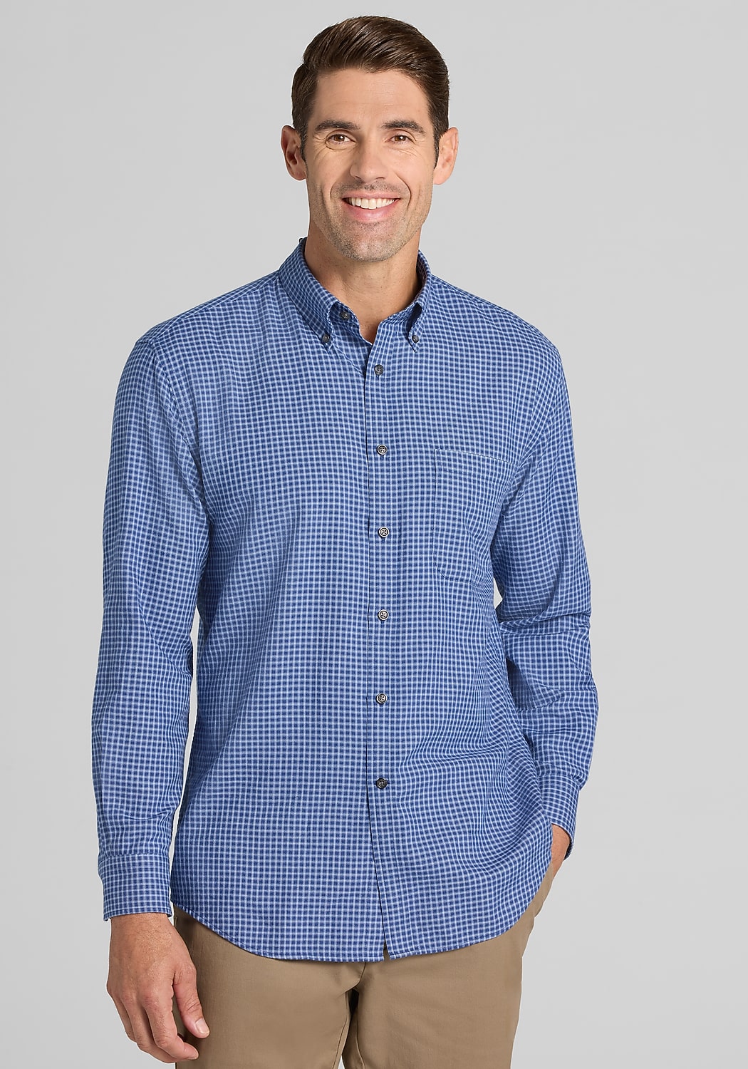 Jos. A. Bank Tailored Fit Peached Check Button Up Shirt