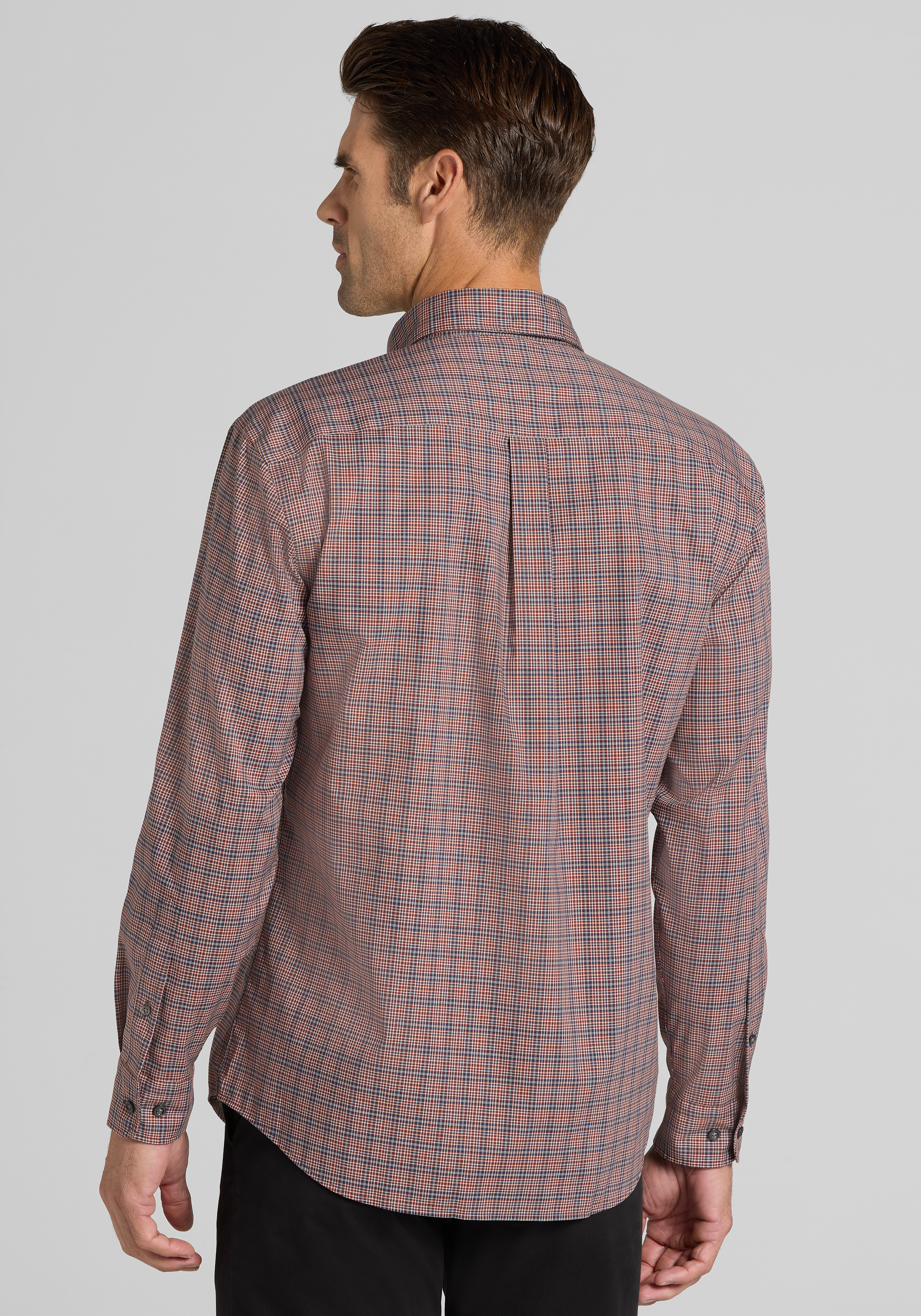 Traveler® Collection Tailored Fit Medium Check Button Up Shirt