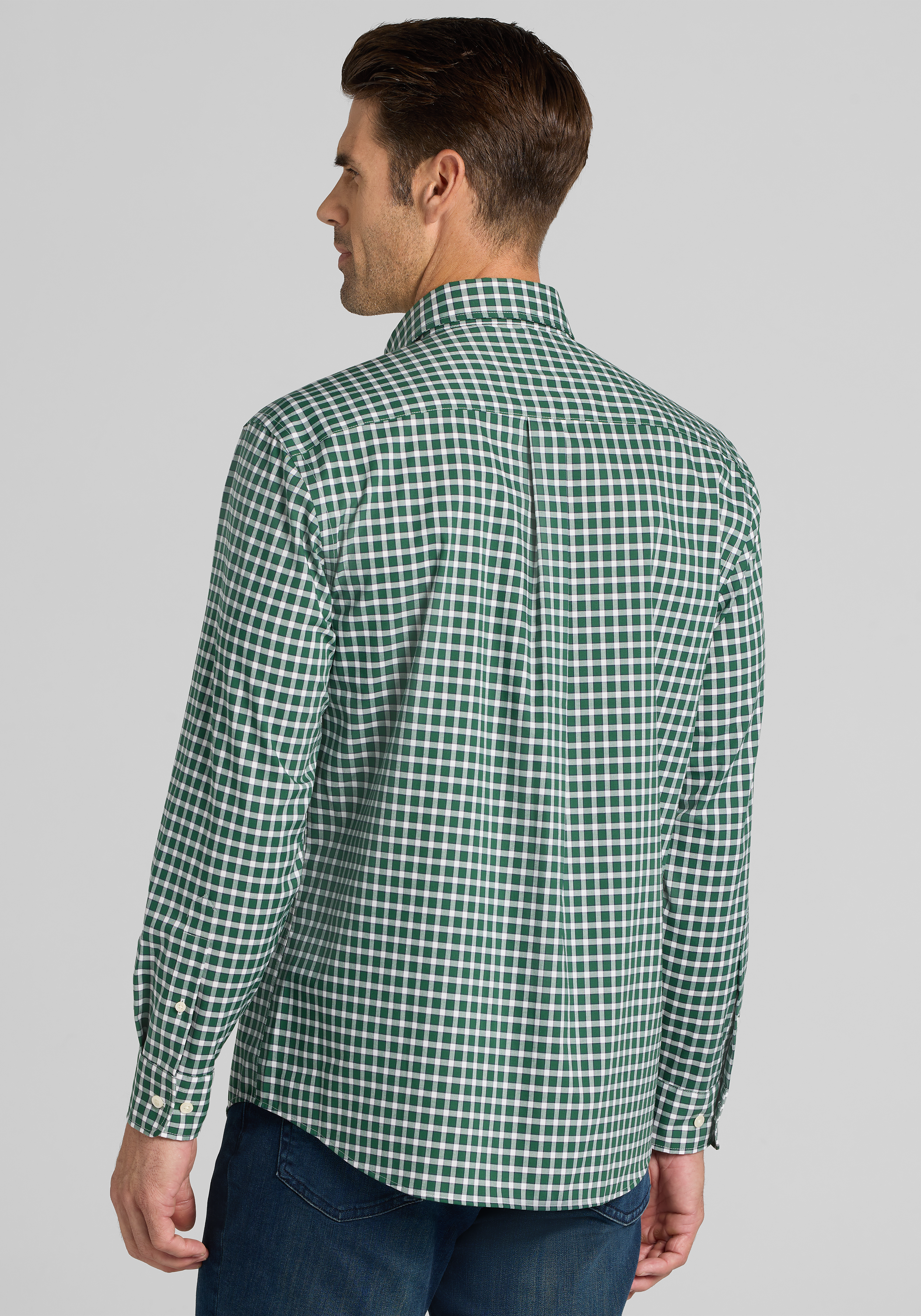 Traveler® Collection Tailored Fit Gingham Button Up Shirt
