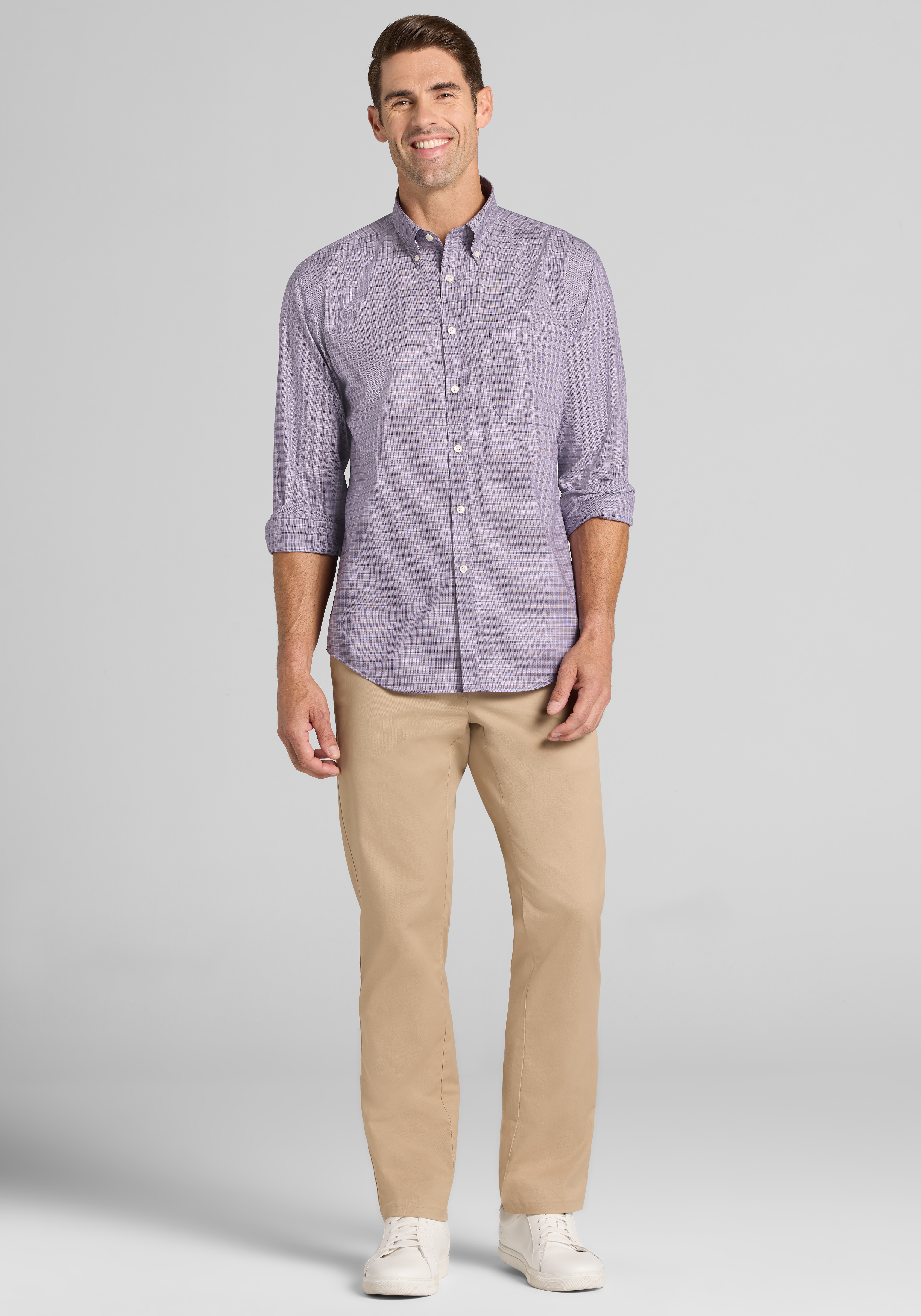 Traveler Collection® Tailored Fit Check Button Up Shirt
