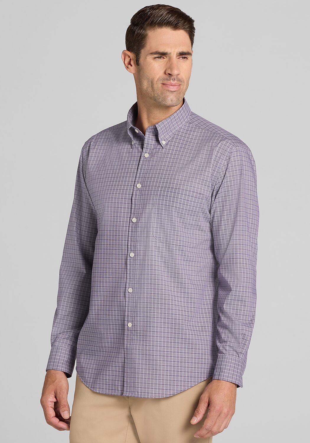 Traveler Collection® Tailored Fit Check Button Up Shirt