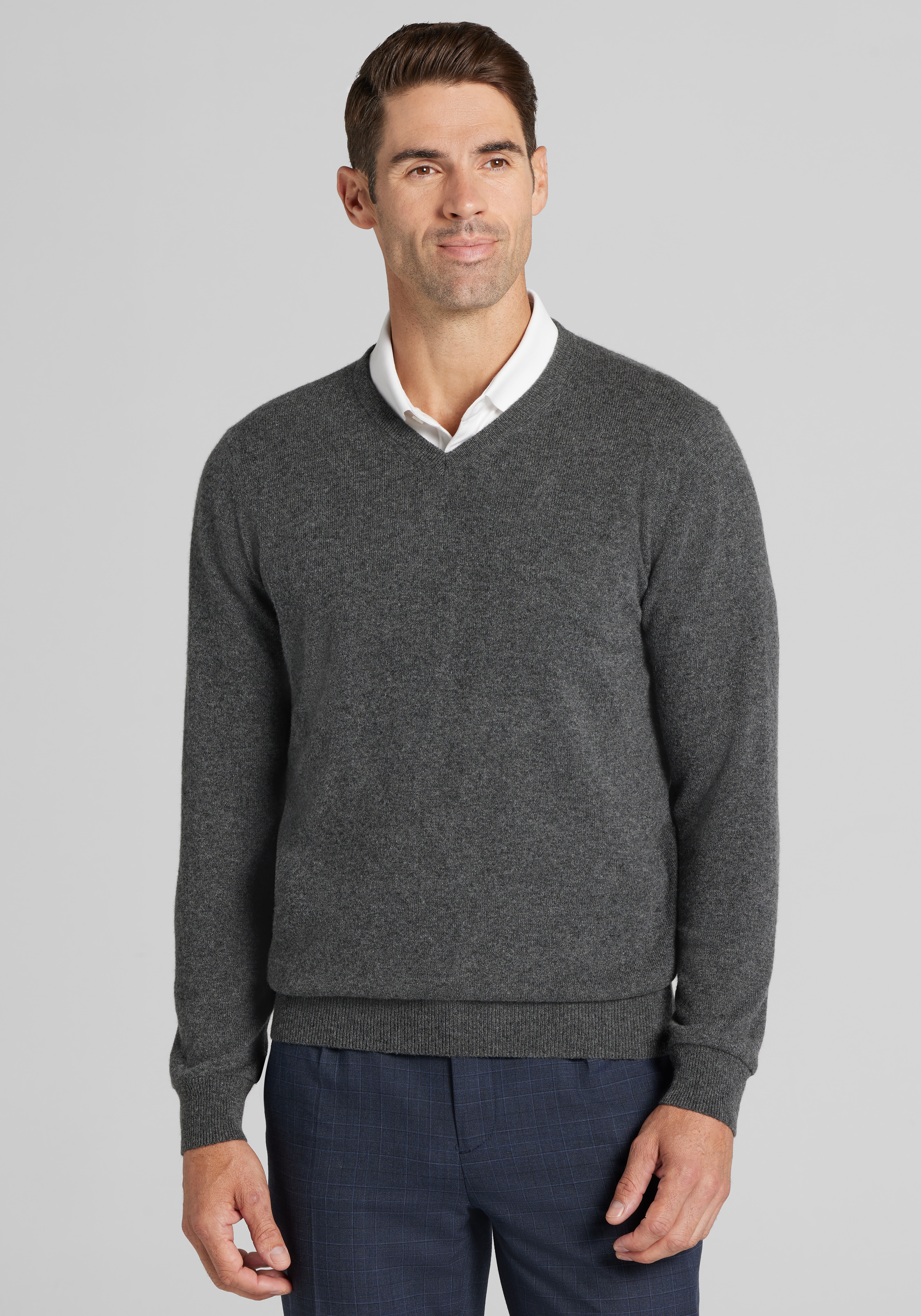 Men's FLYOUT_CATEGORY, Reserve Collection Tailored Fit Cashmere V-Neck Sweater - Big & Tall - Jos A Bank