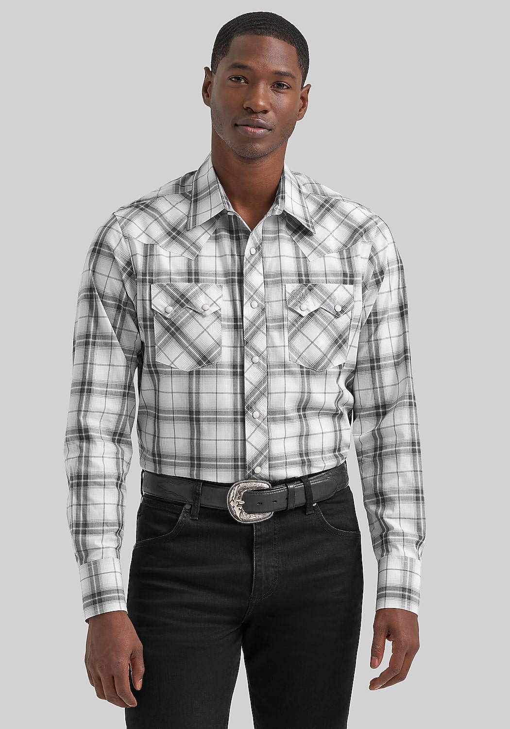 Wrangler Retro Premium Tailored Fit Plaid Western Sportshirt