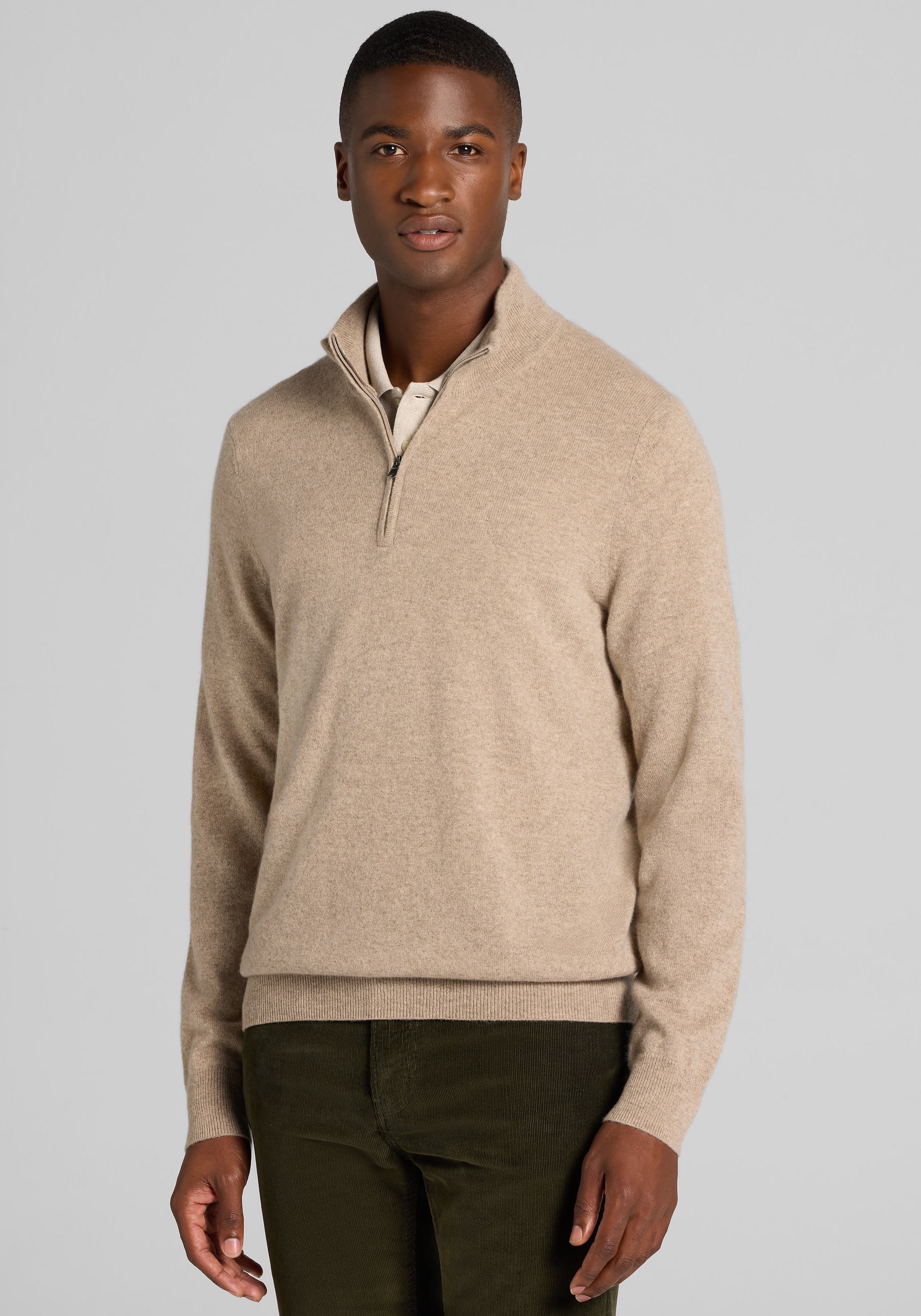 Men's Sweaters, Reserve Collection Tailored Fit Quarter-Zip Cashmere Sweater - Jos A Bank