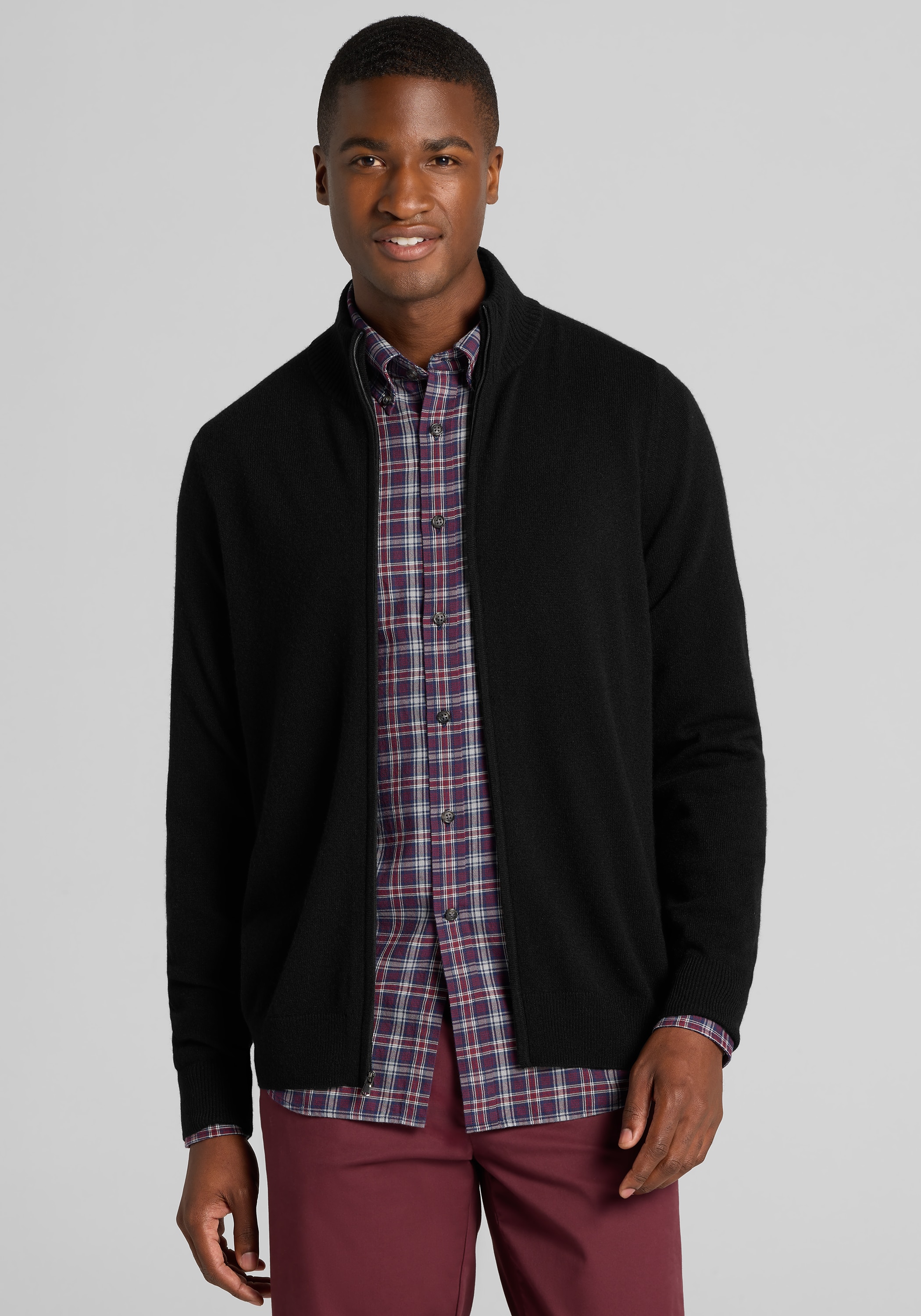 Men's New!, Reserve Collection Tailored Fit Full-Zip Cashmere Sweater - Jos A Bank