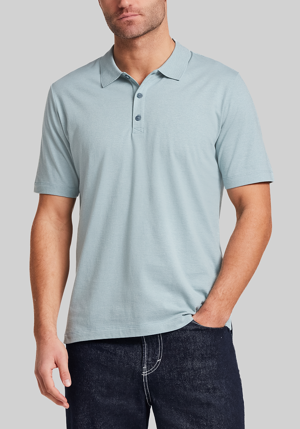 Weatherproof Vintage Tailored Fit Micro-Stripe Short Sleeve Polo