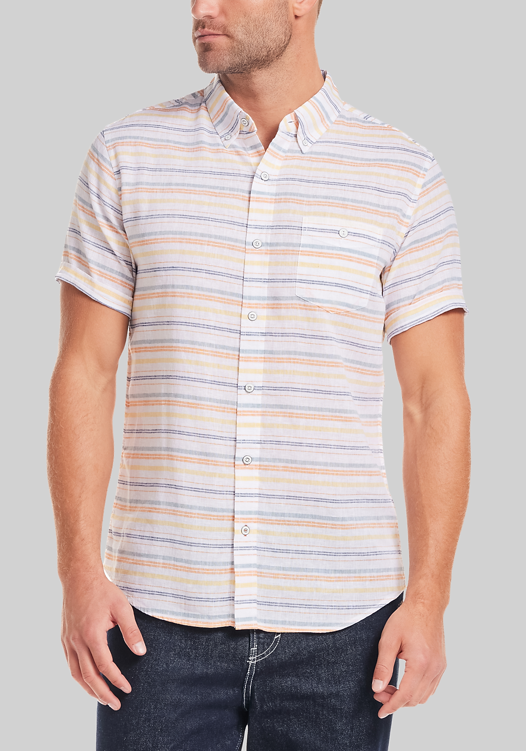 Weatherproof Vintage Tailored Fit Short Sleeve Stripe Sportshirt
