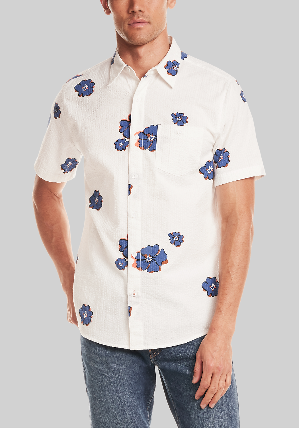 Weatherproof Vintage Tailored Fit Flower Short Sleeve Sportshirt